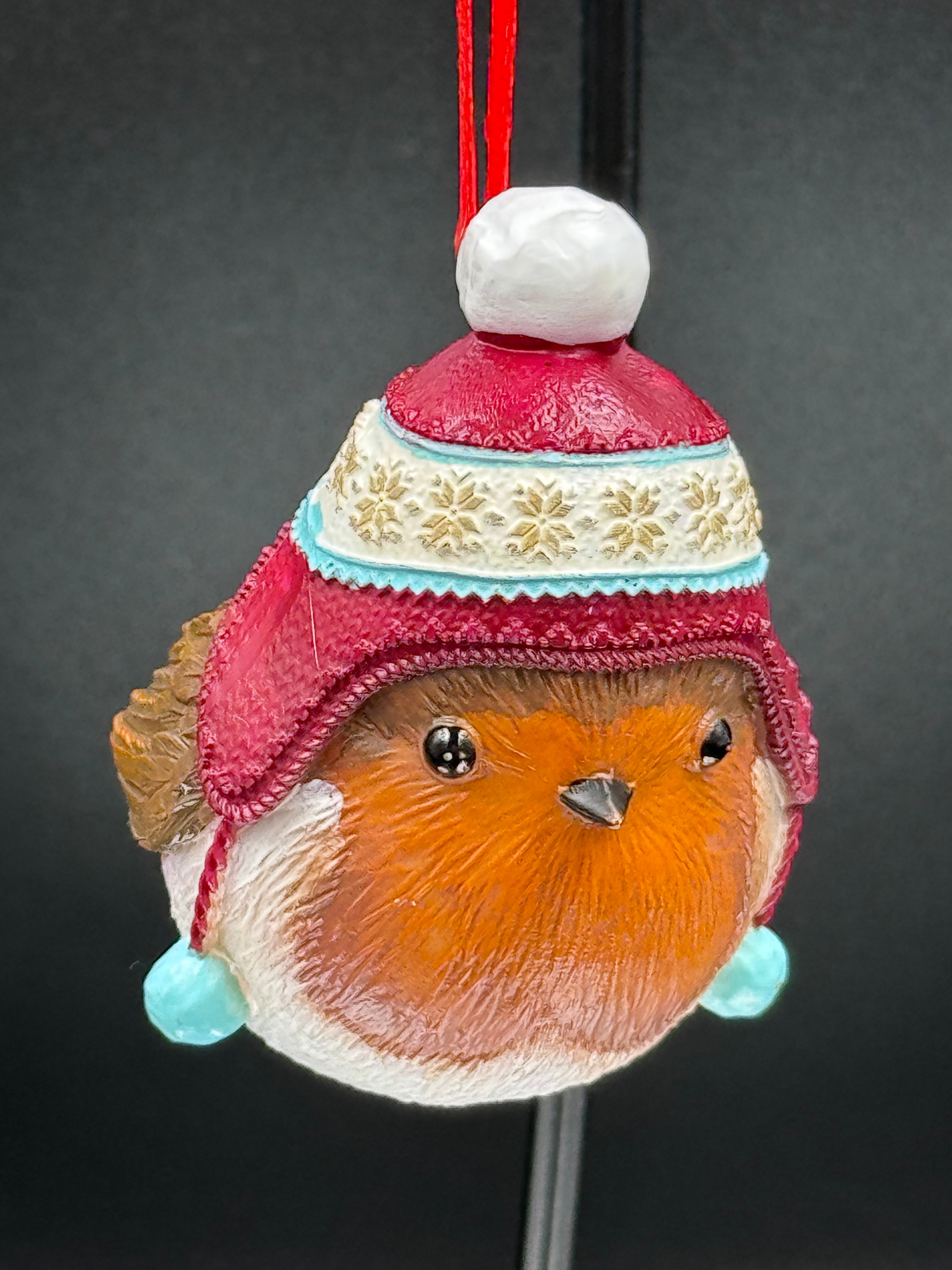 Robin Winter Bobble Hanging Ornament