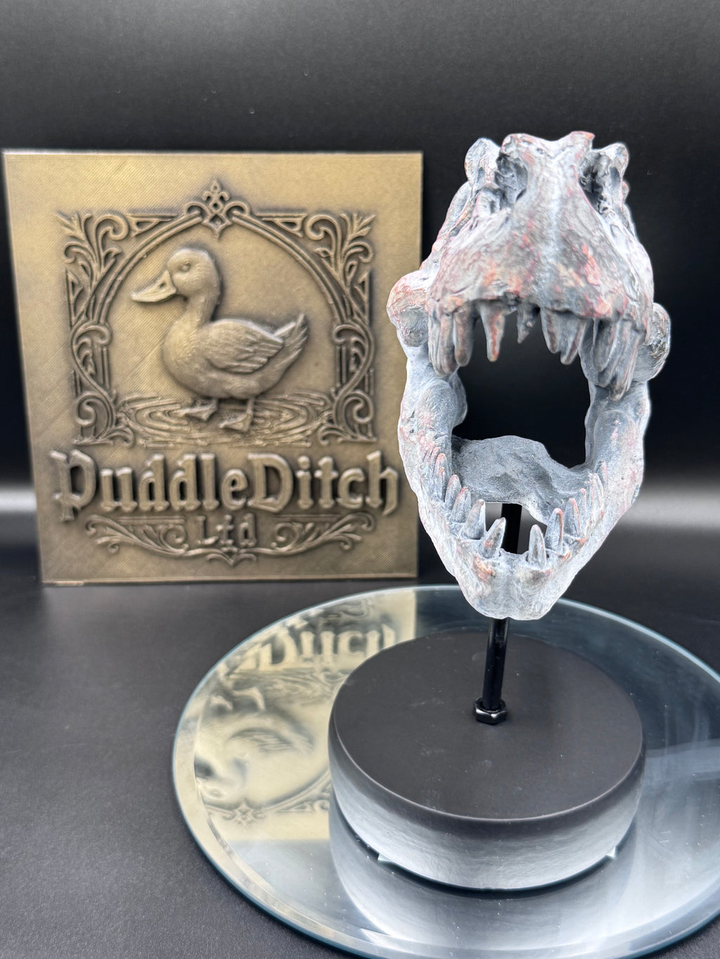 Tyrannosaurus Rex Skull on Plinth | Fossil Resin Sculpture | 24.2cm | Nemesis Now