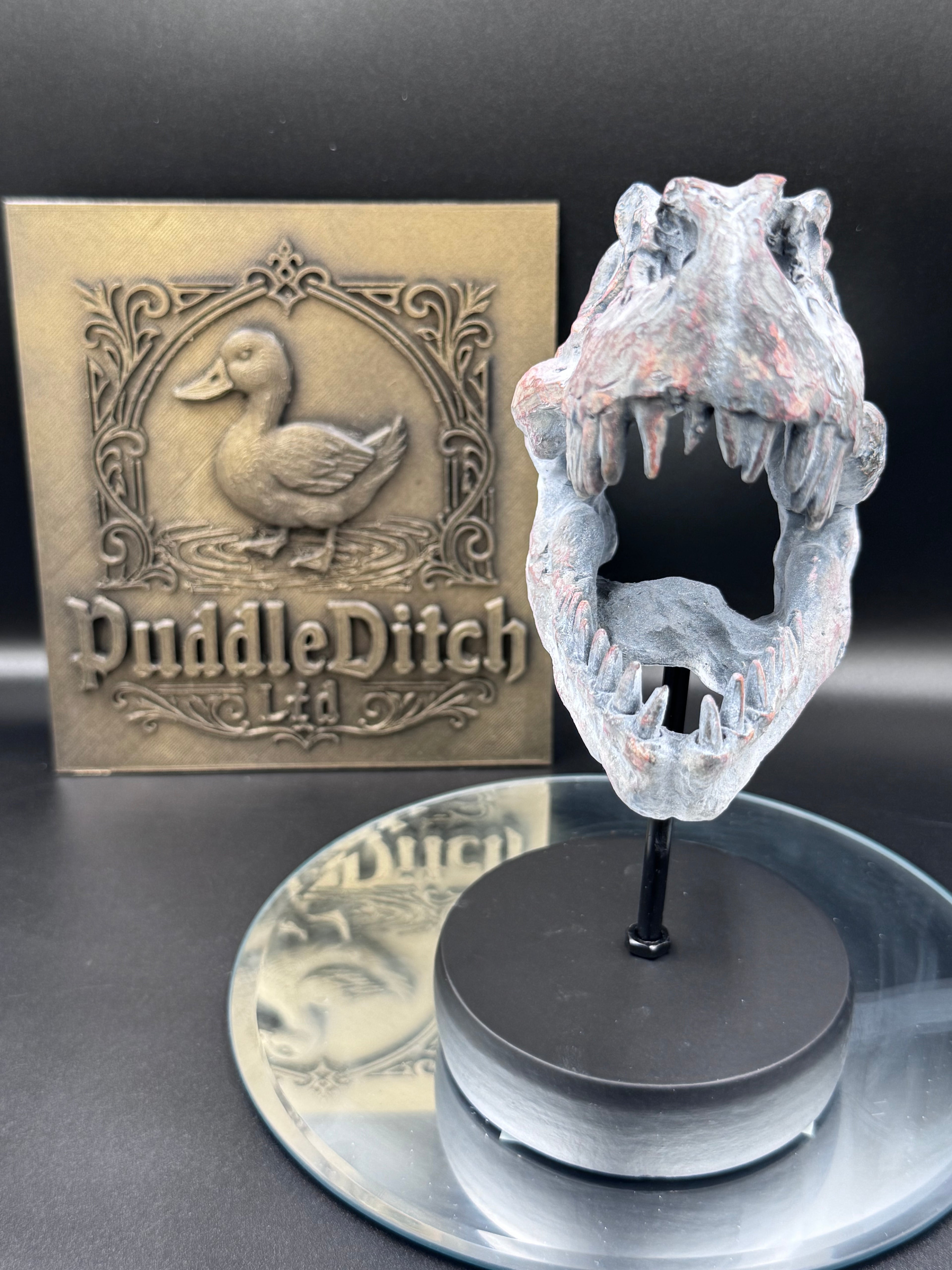 Tyrannosaurus Rex Skull on Plinth | Fossil Resin Sculpture | 24.2cm | Nemesis Now