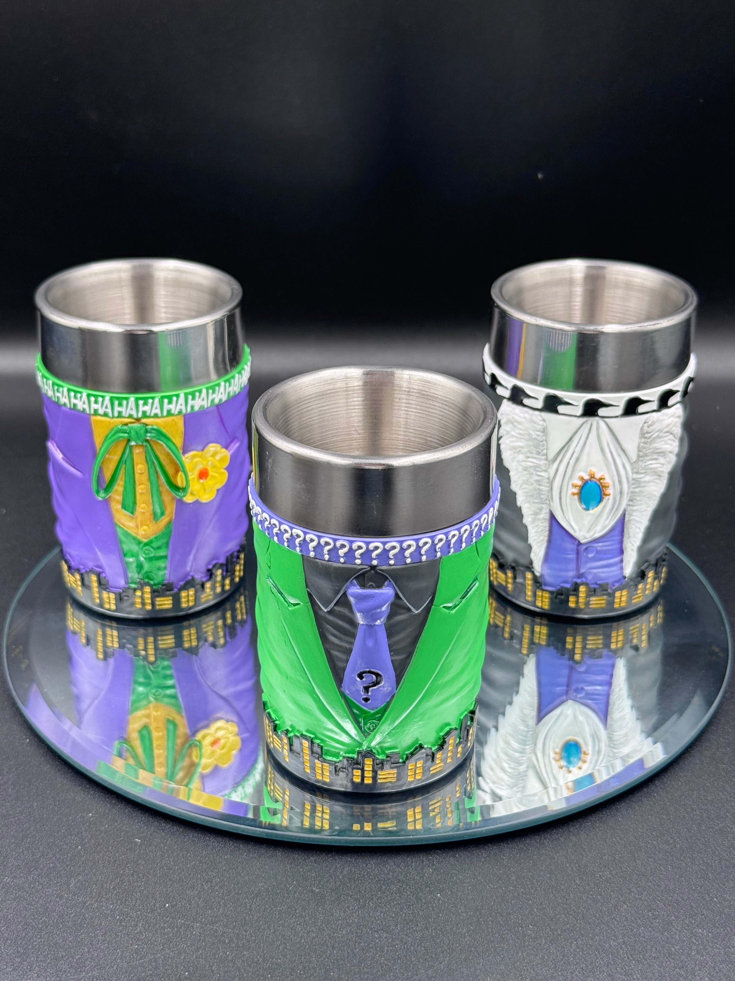 DC Batman Supervillains Mini Cup Set (Set of 3) – 8.5cm Resin Shot Glasses, Official DC Merchandise, Hand-Painted