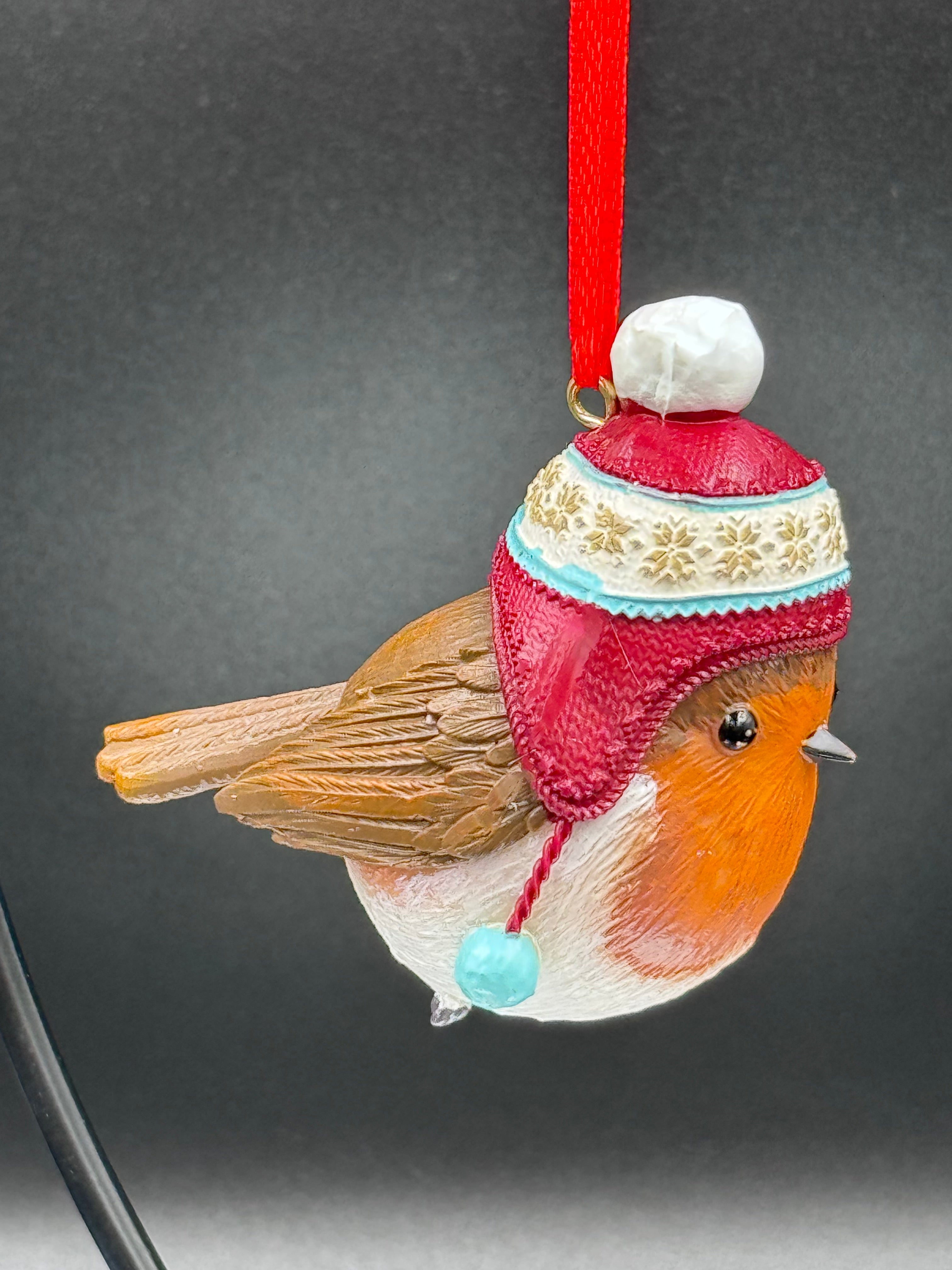 Robin Winter Bobble Hanging Ornament