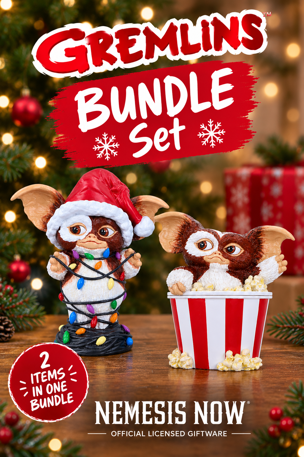 Gremlins Gizmo Christmas Gift Set: Feast Box & Fairy Lights Figurine