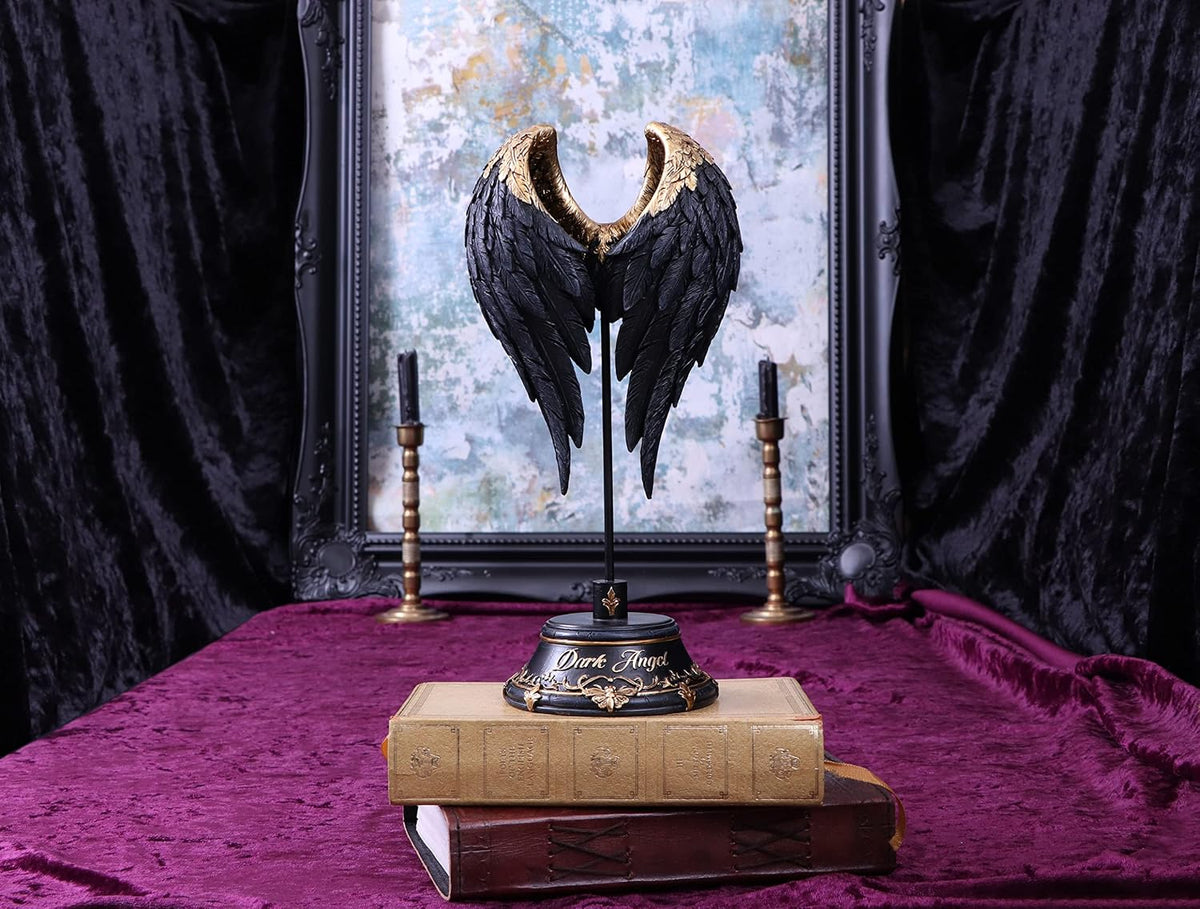 Dark Angel Black & Gold Wings Sculpture 26cm – Nemesis Now