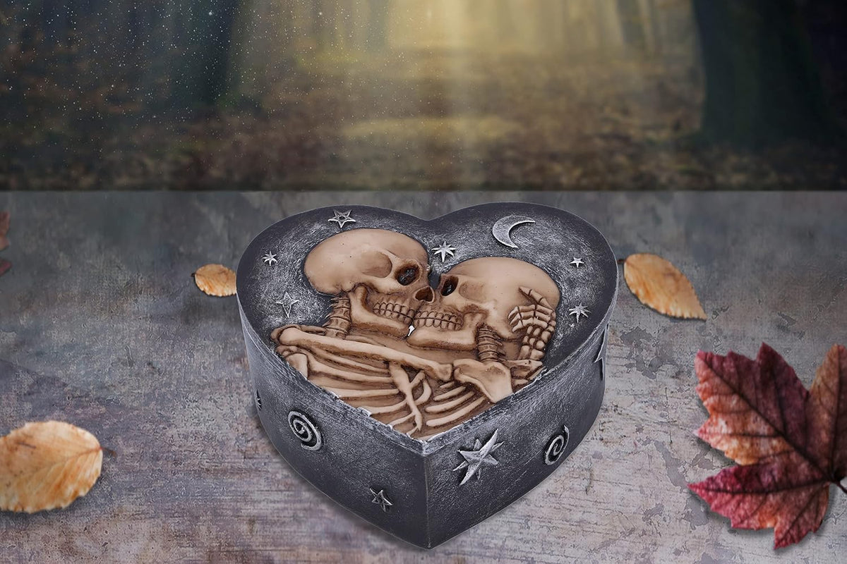 Star Crossed Lovers Skeleton Heart Trinket Box