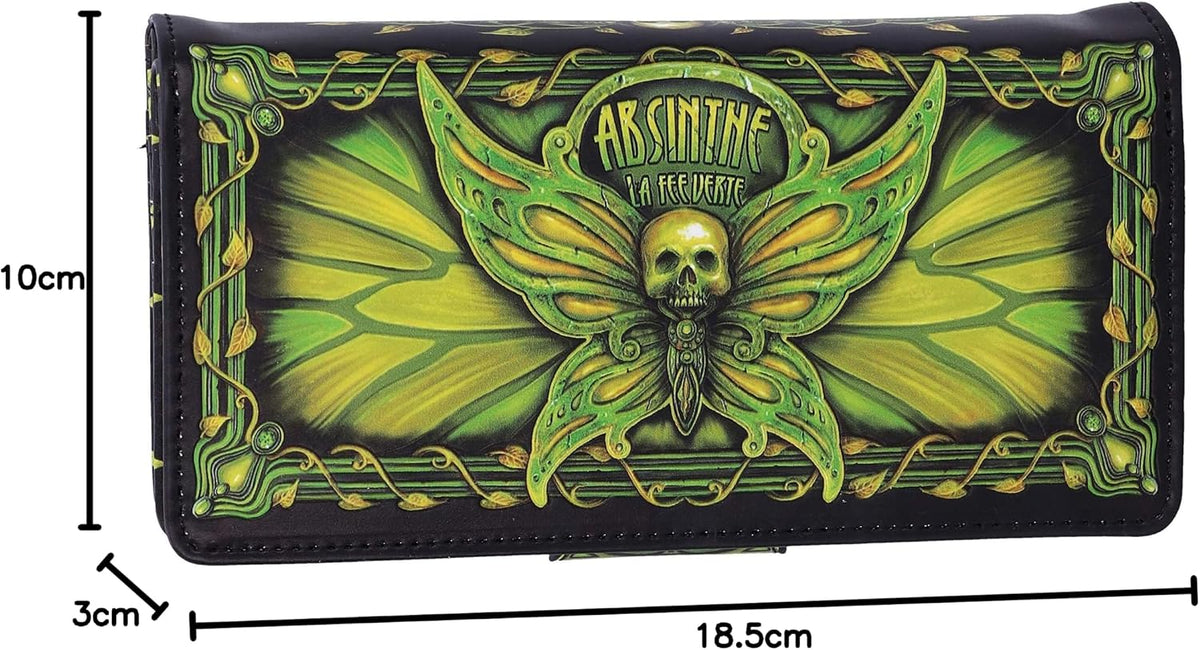 Absinthe La Fée Verte Death's Head Moth Embossed Purse 18.5cm