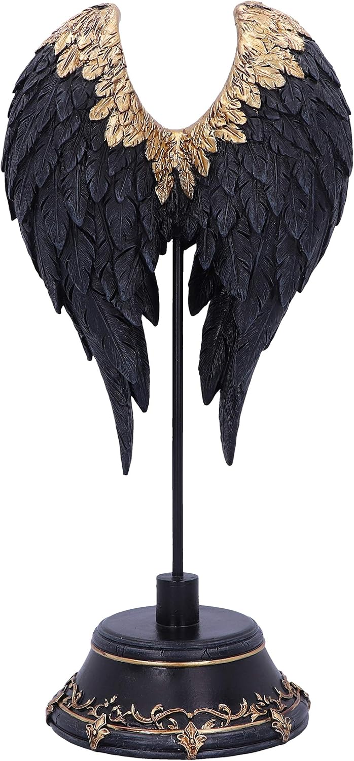 Dark Angel Black & Gold Wings Sculpture 26cm – Nemesis Now