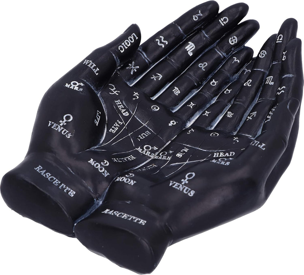 Palmist's Guide Black Palmistry Hands Candle Holder 22.3cm