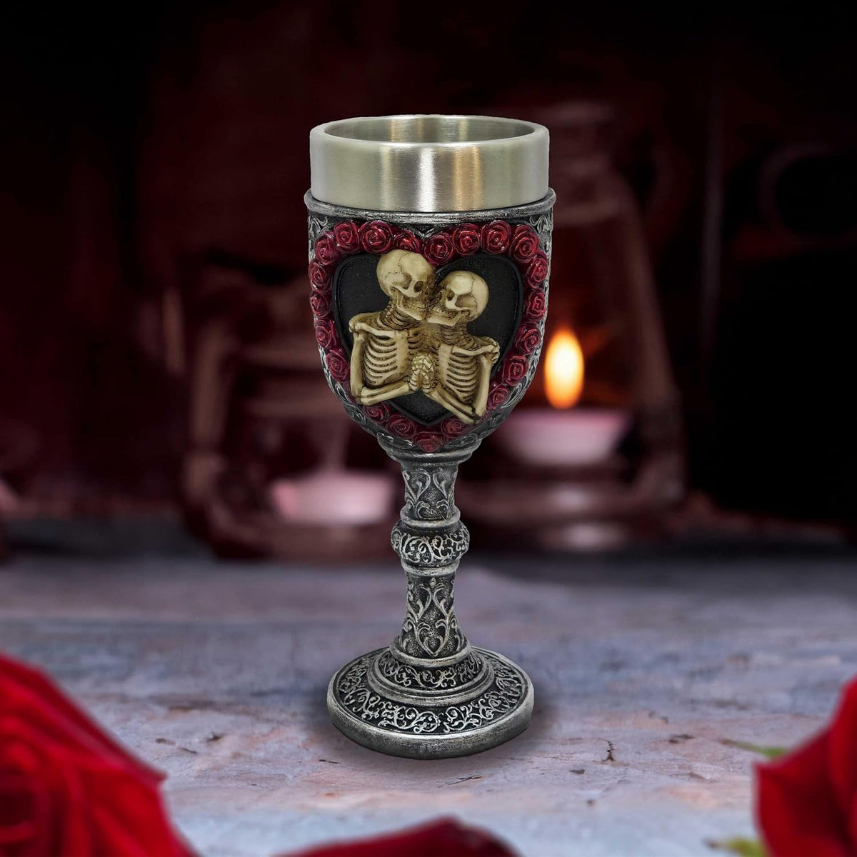 To Have and To Hold Gothic Skeleton Lovers Goblet 19.5cm