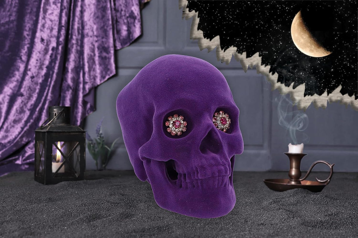 Jewelled Gaze Purple Velour-Feel Skull 18.7cm – Nemesis Now