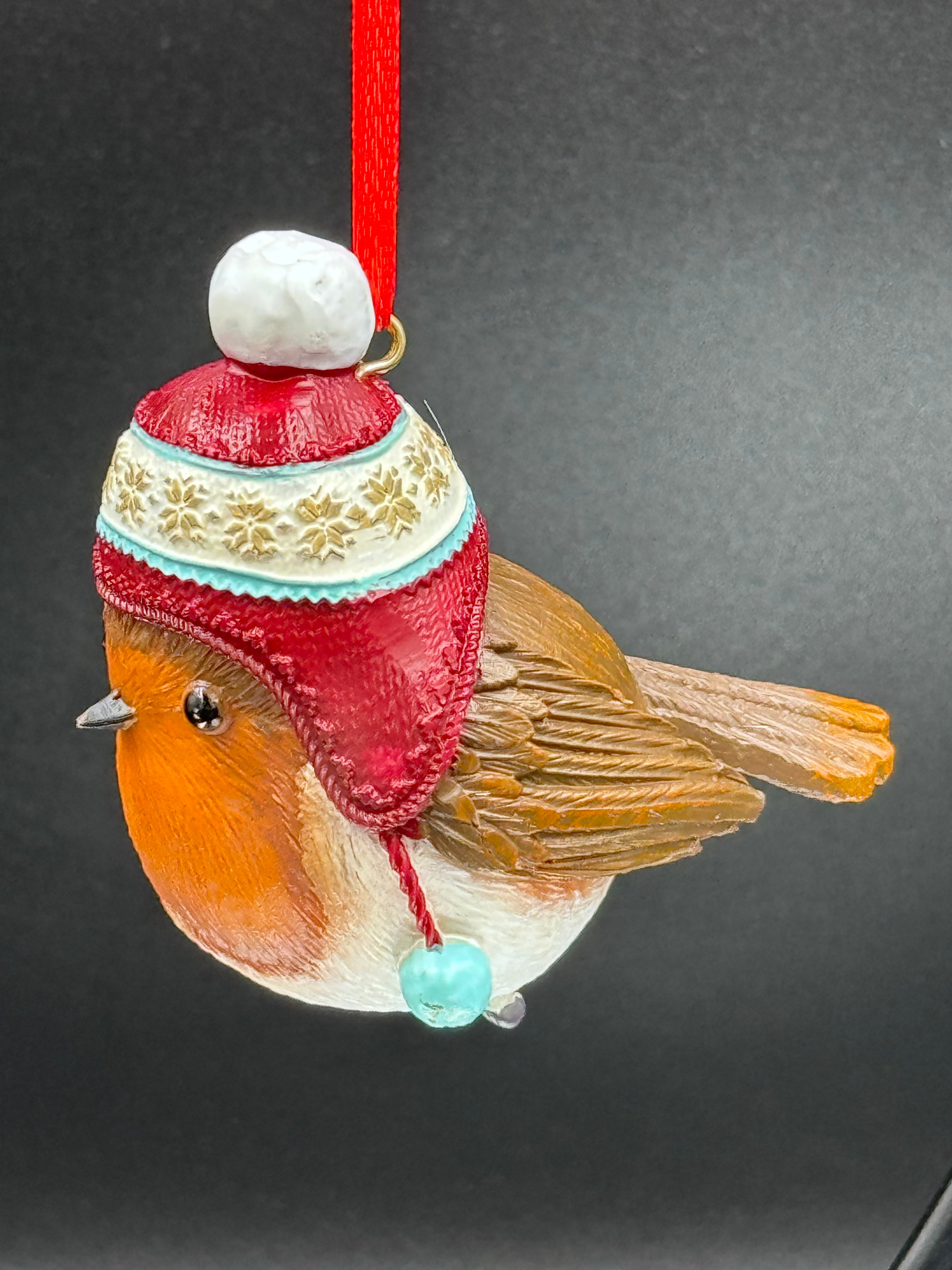 Robin Winter Bobble Hanging Ornament