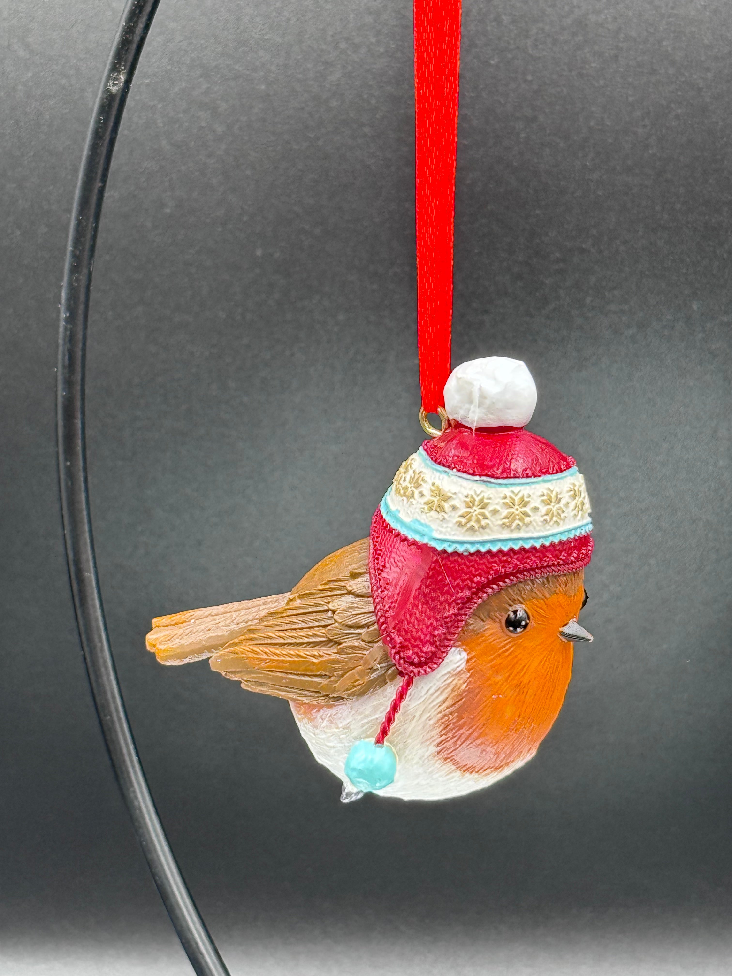 Robin Winter Bobble Hanging Ornament