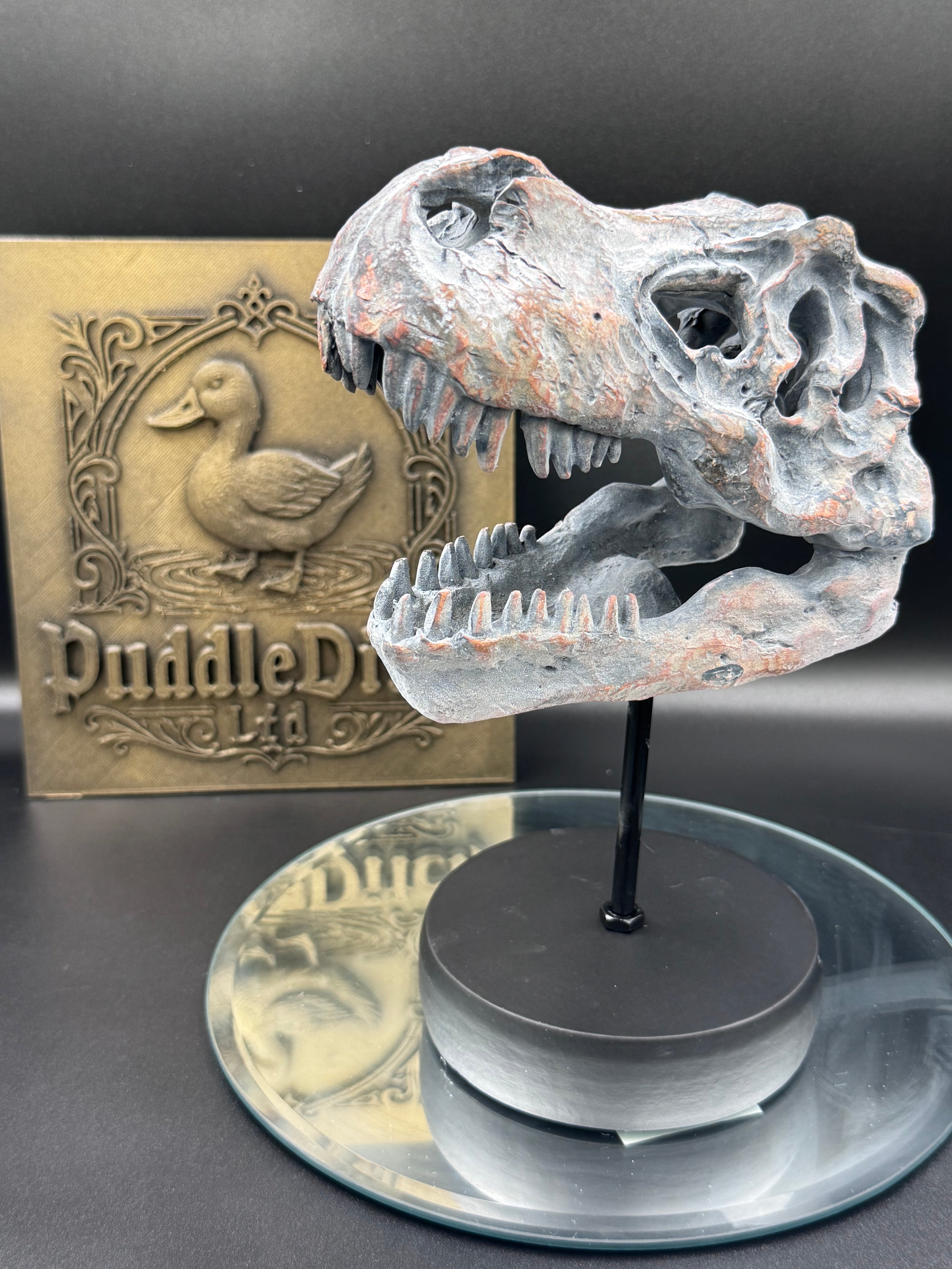 Tyrannosaurus Rex Skull on Plinth | Fossil Resin Sculpture | 24.2cm | Nemesis Now