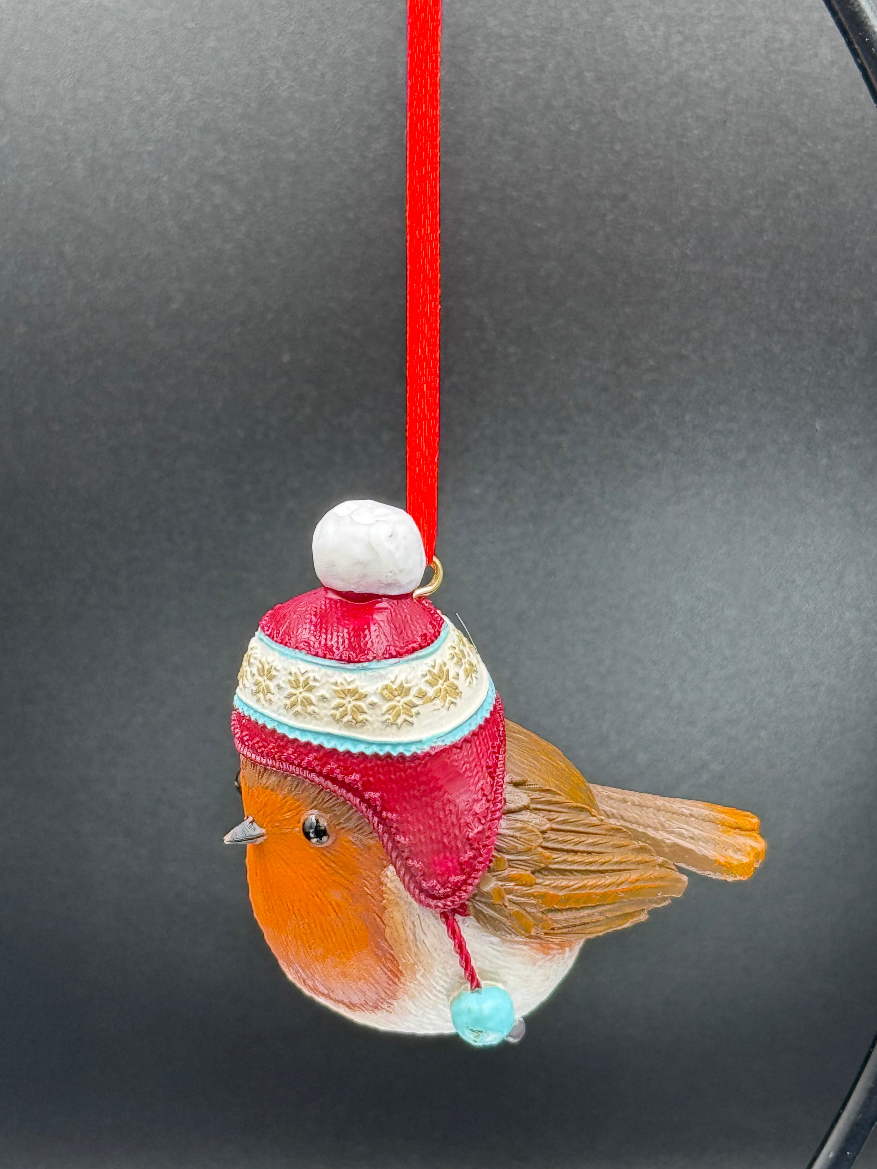 Robin Winter Bobble Hanging Ornament