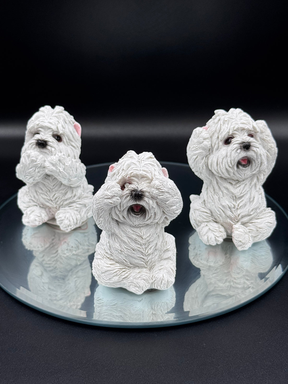 Three Wise Westies Figurine Set | See No Evil, Hear No Evil, Speak No Evil | 8cm