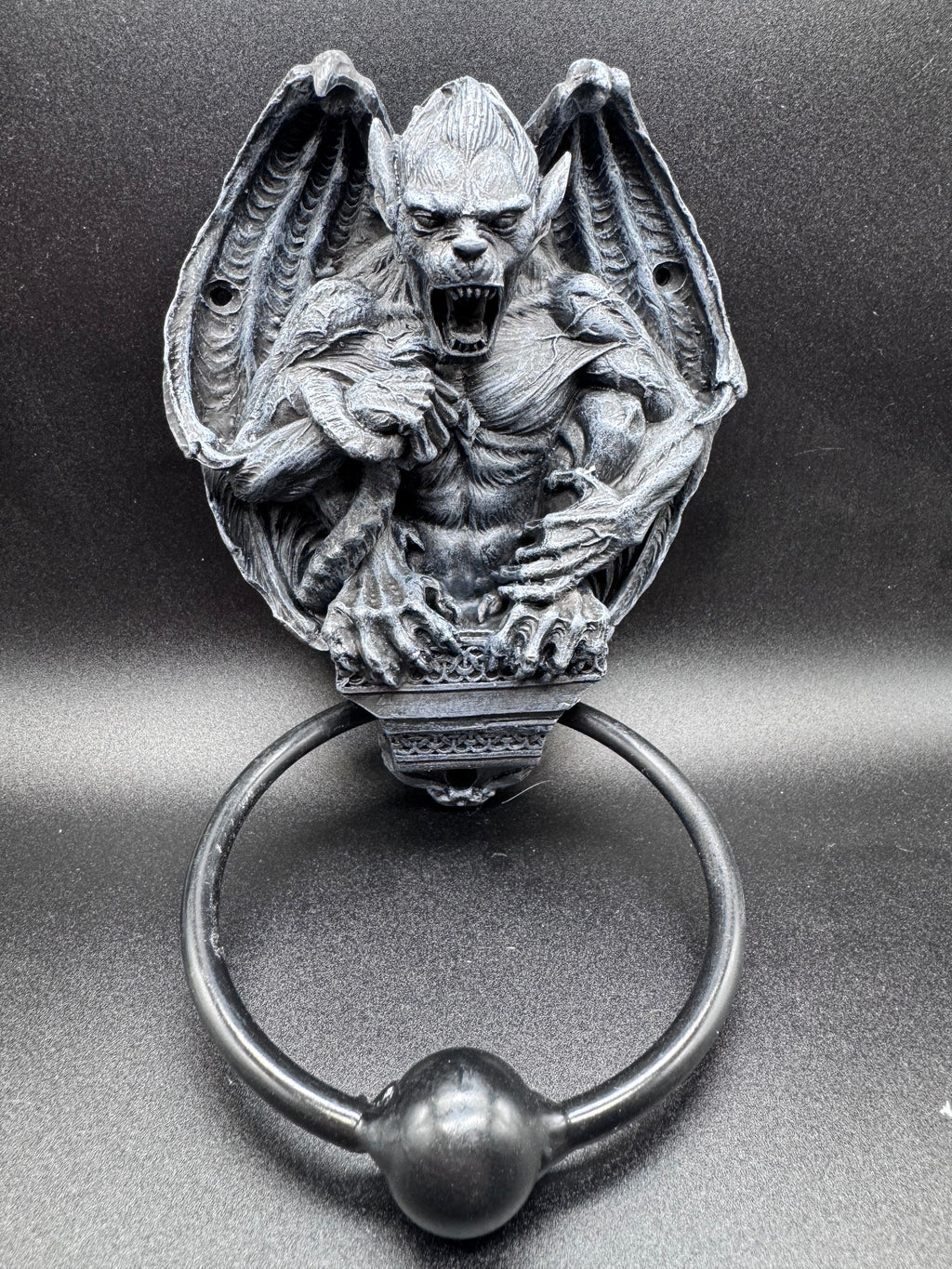Grotesque Greeting Door Knocker, Black, 21.8cm, Grey