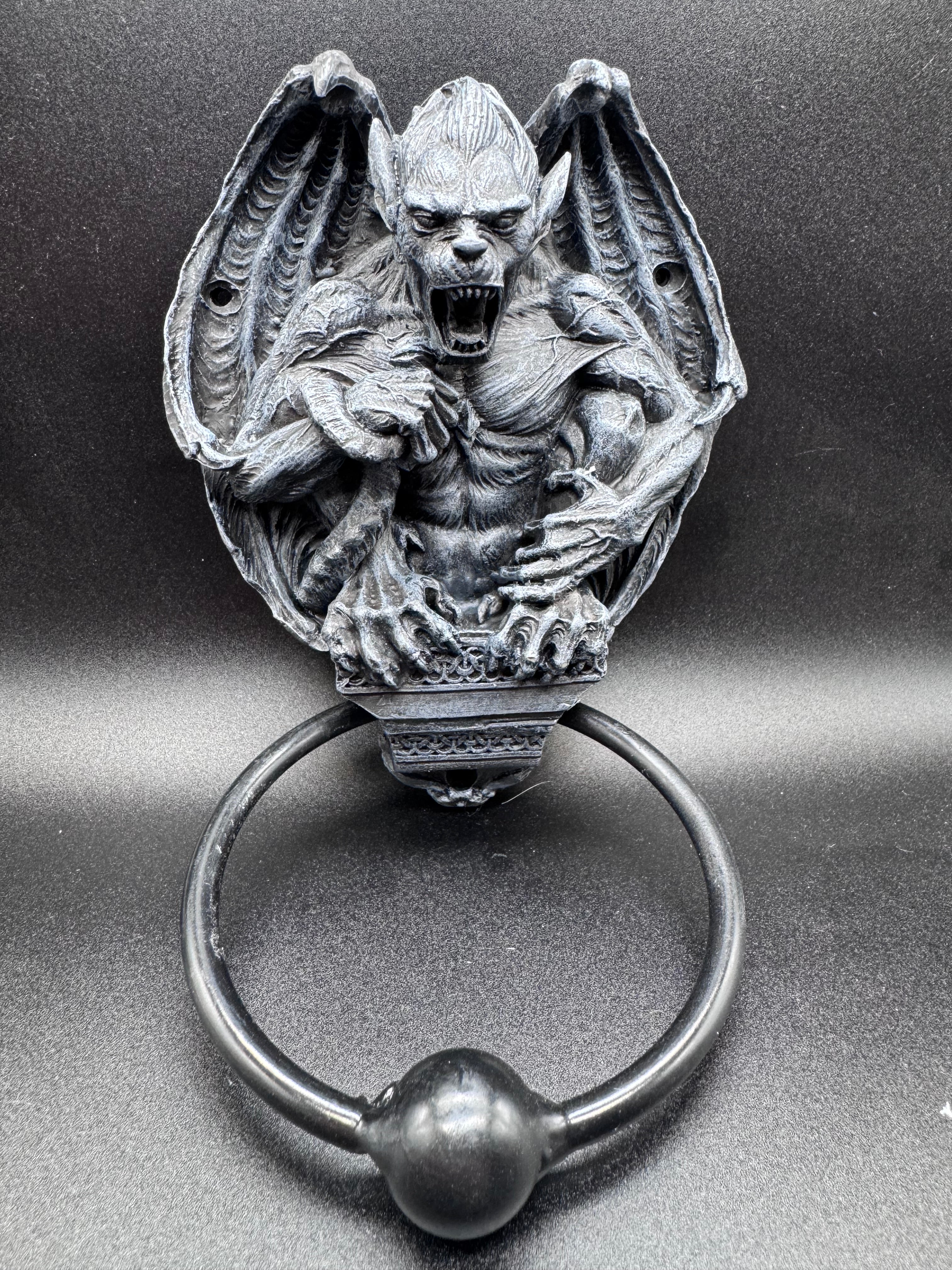 Grotesque Greeting Door Knocker, Black, 21.8cm, Grey