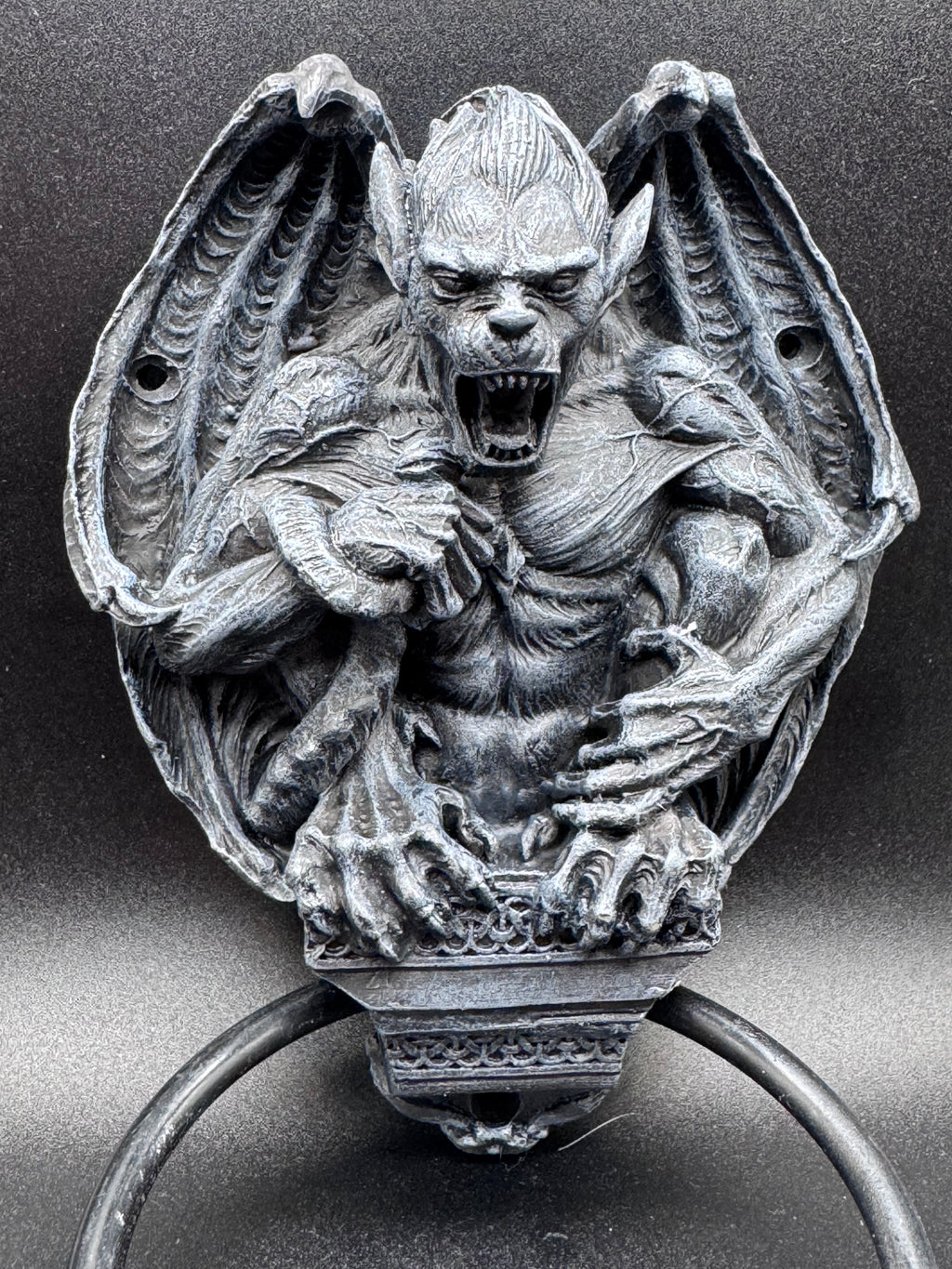 Grotesque Greeting Door Knocker, Black, 21.8cm, Grey