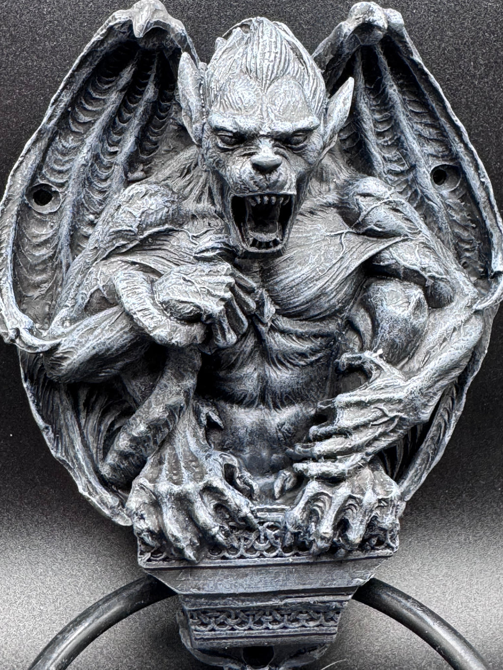 Grotesque Greeting Door Knocker, Black, 21.8cm, Grey