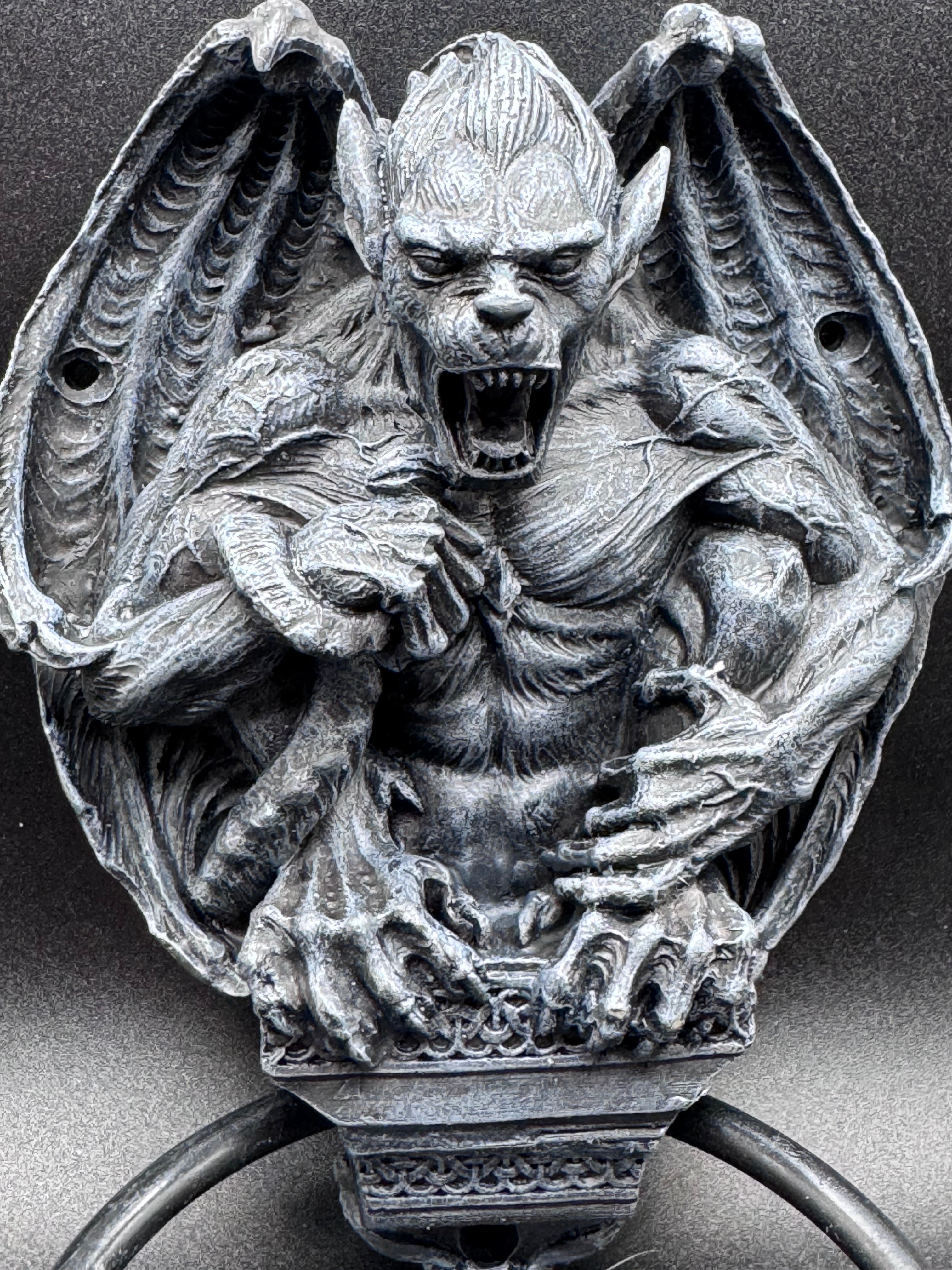 Grotesque Greeting Door Knocker, Black, 21.8cm, Grey
