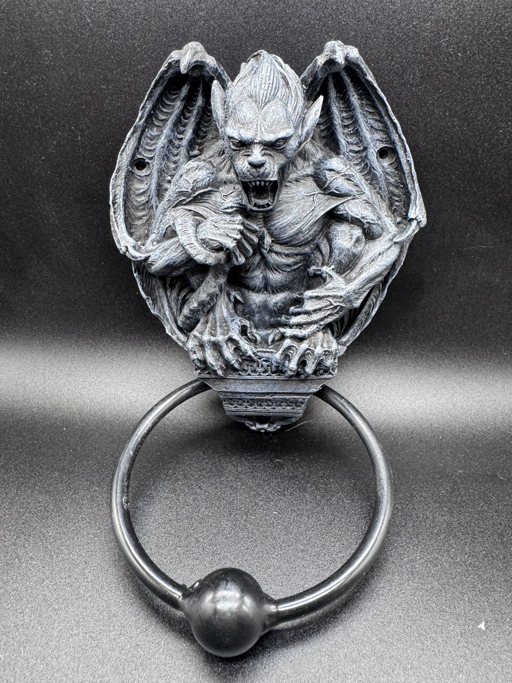 Grotesque Greeting Door Knocker, Black, 21.8cm, Grey