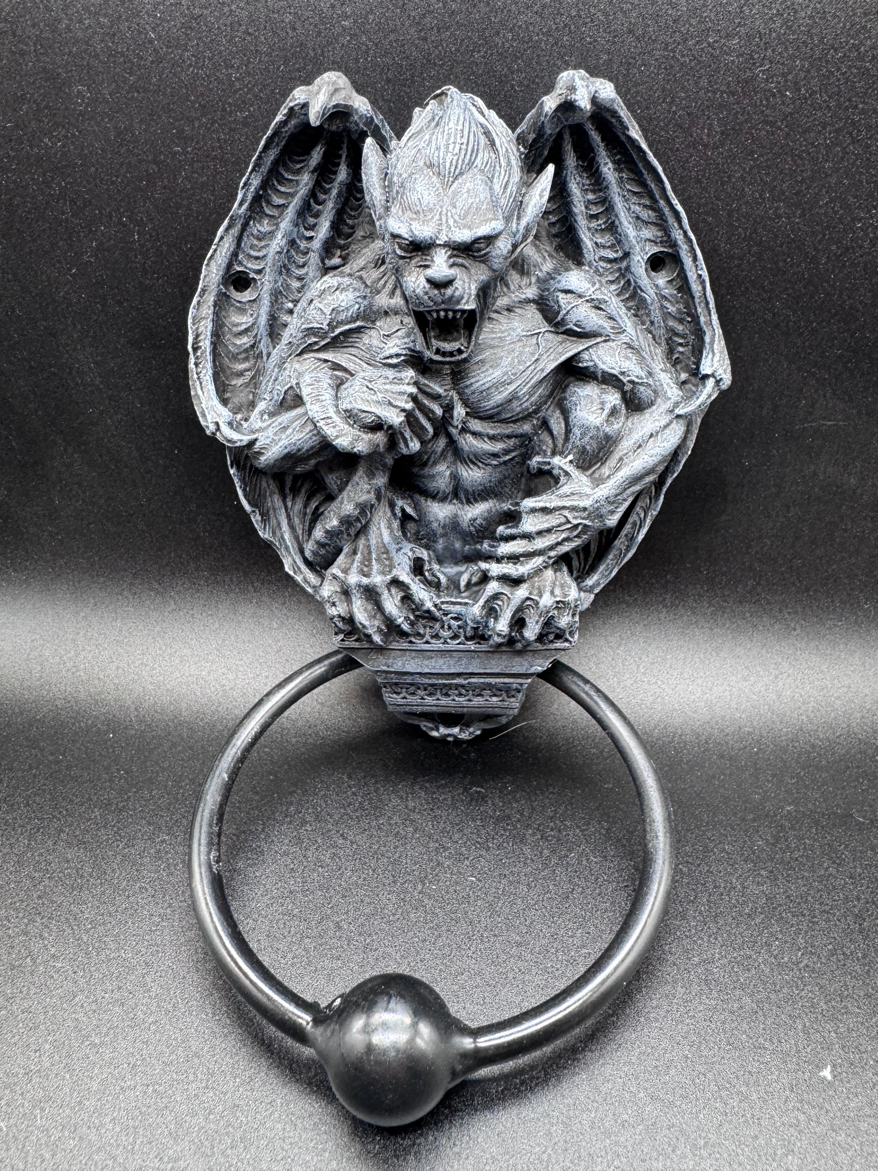 Grotesque Greeting Door Knocker, Black, 21.8cm, Grey