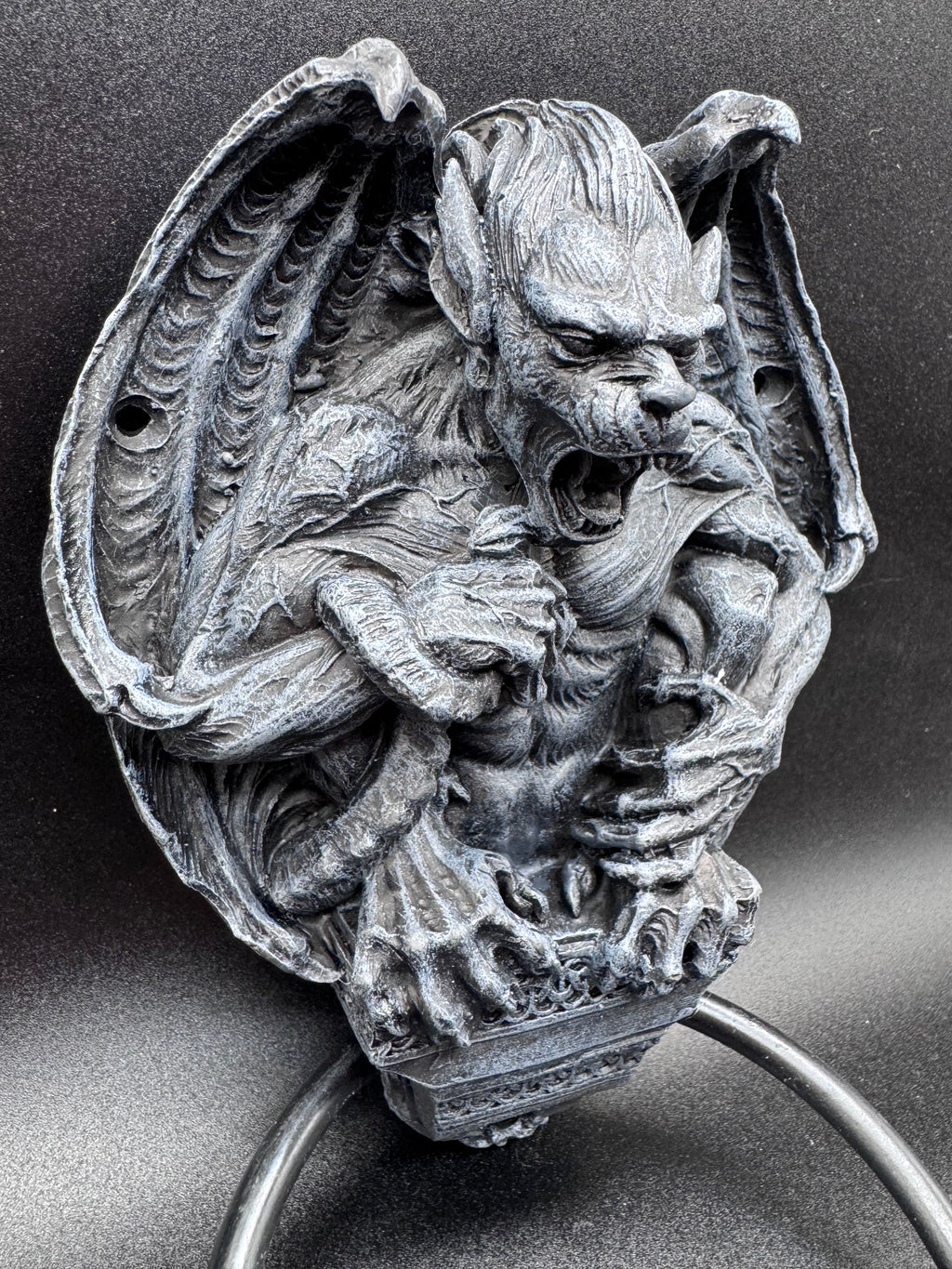 Grotesque Greeting Door Knocker, Black, 21.8cm, Grey