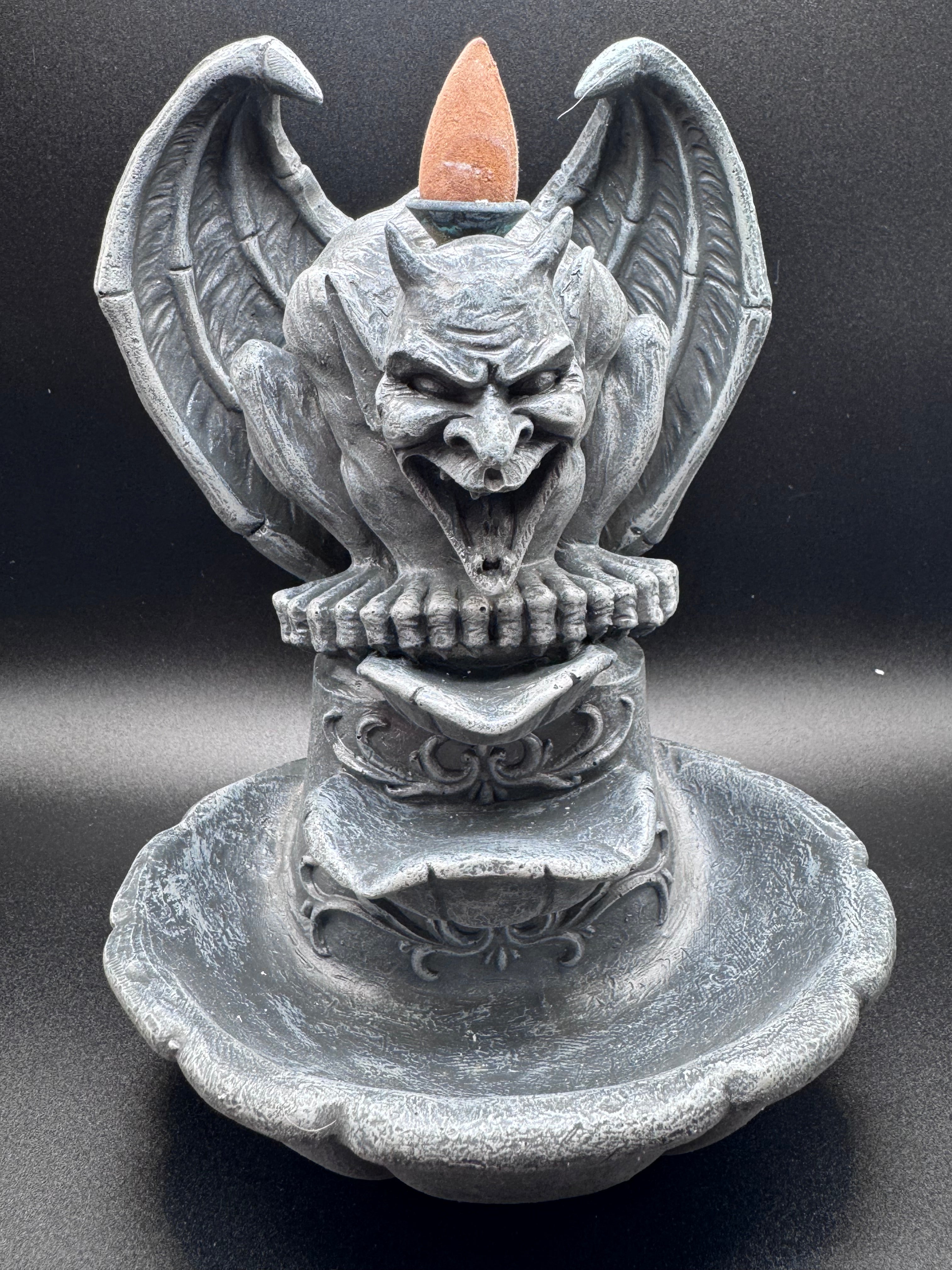 Grotesque Smoke Backflow Incense Burner 17.8cm, Grey