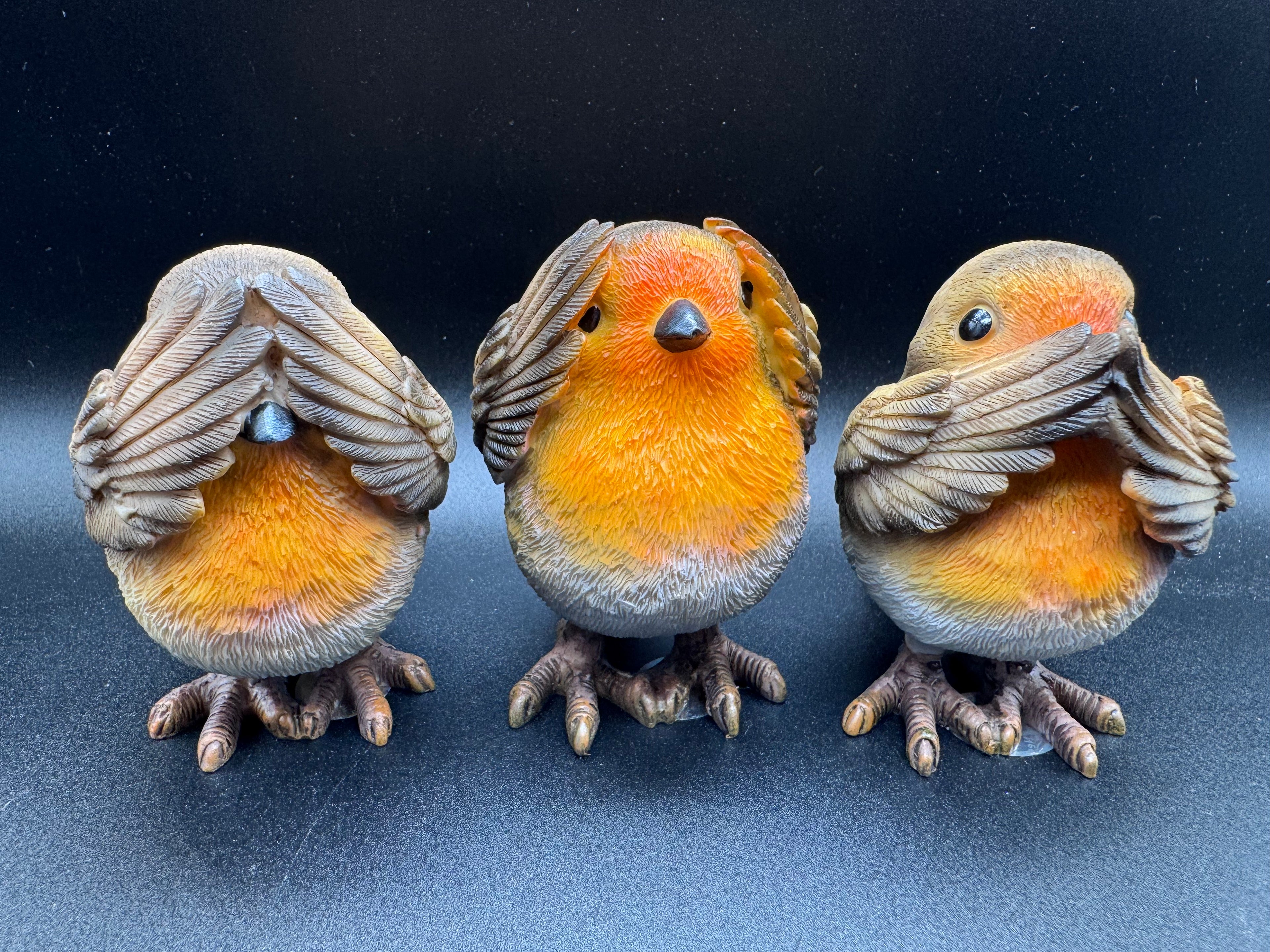 Three Wise Robin Figurines 8cm
