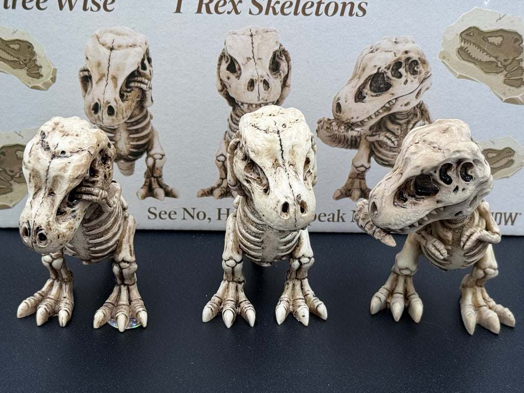 Three Wise Tyrannosaurus Rex Skeleton Figurines