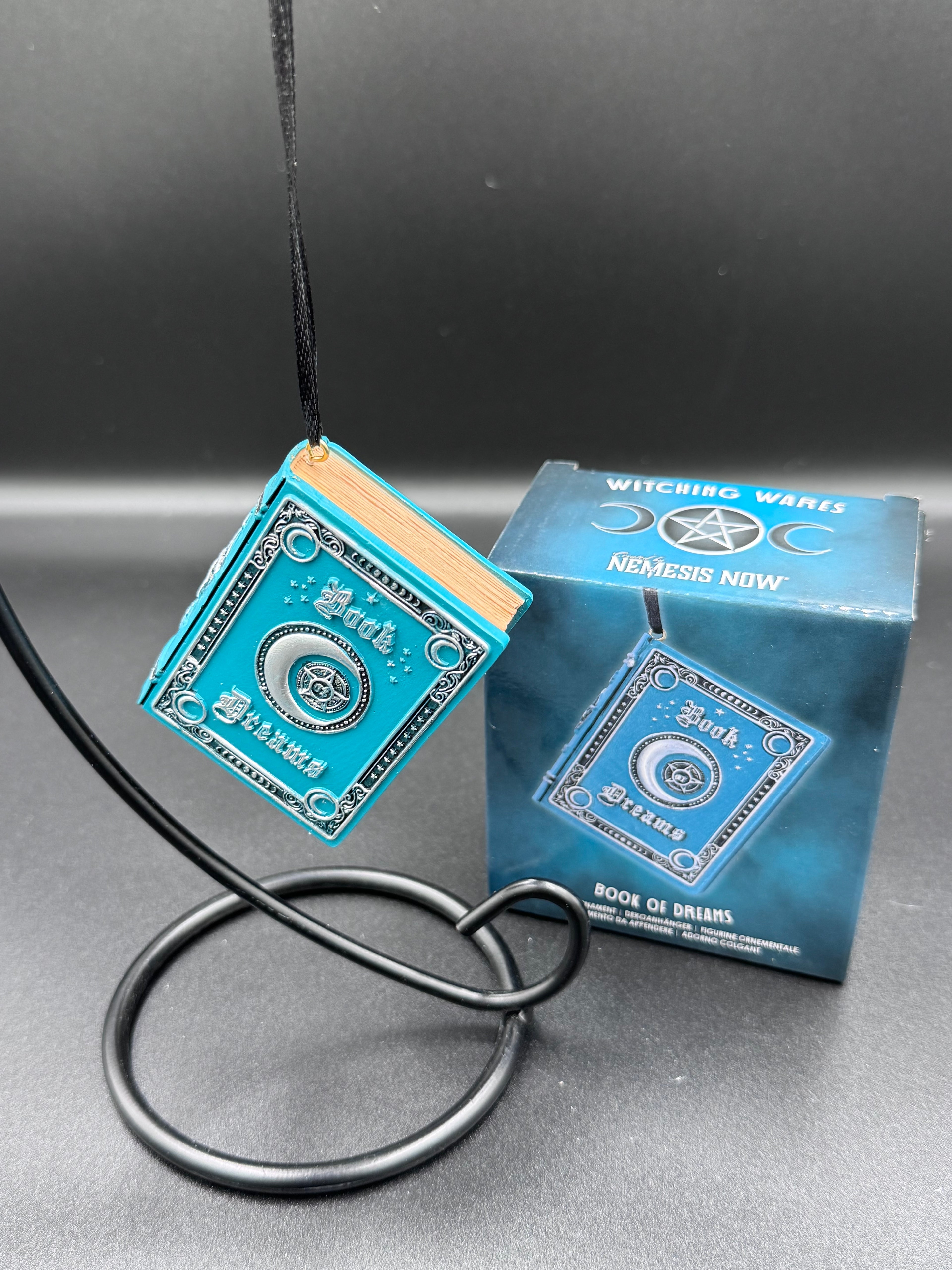 Book of Dreams Hanging Ornament 7cm, Resin, Blue, Book of Dreams Hanging Ornament, Crescent Moon Design