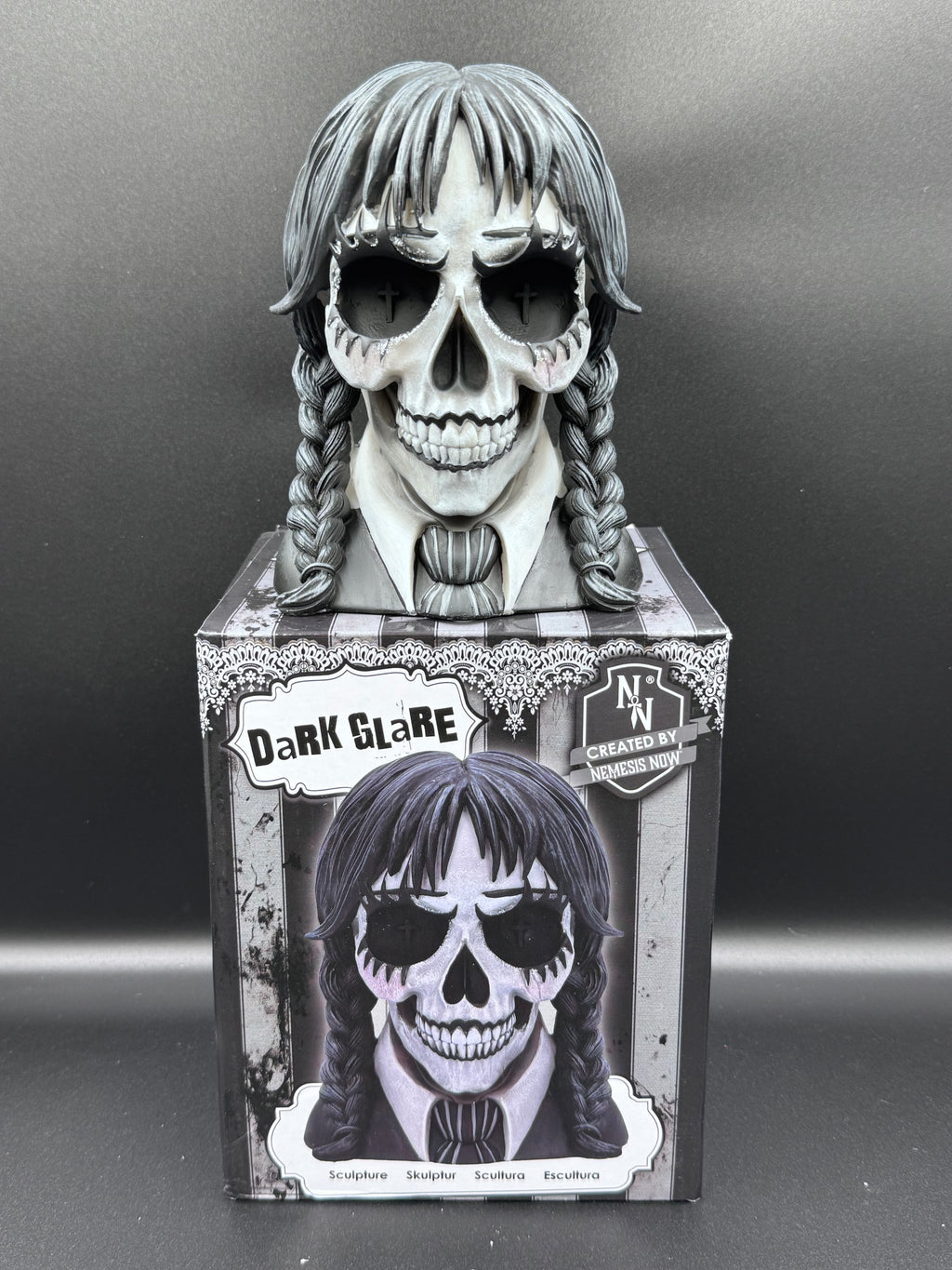 Dark Glare Gothic School Girl Skull by Nemesis Now