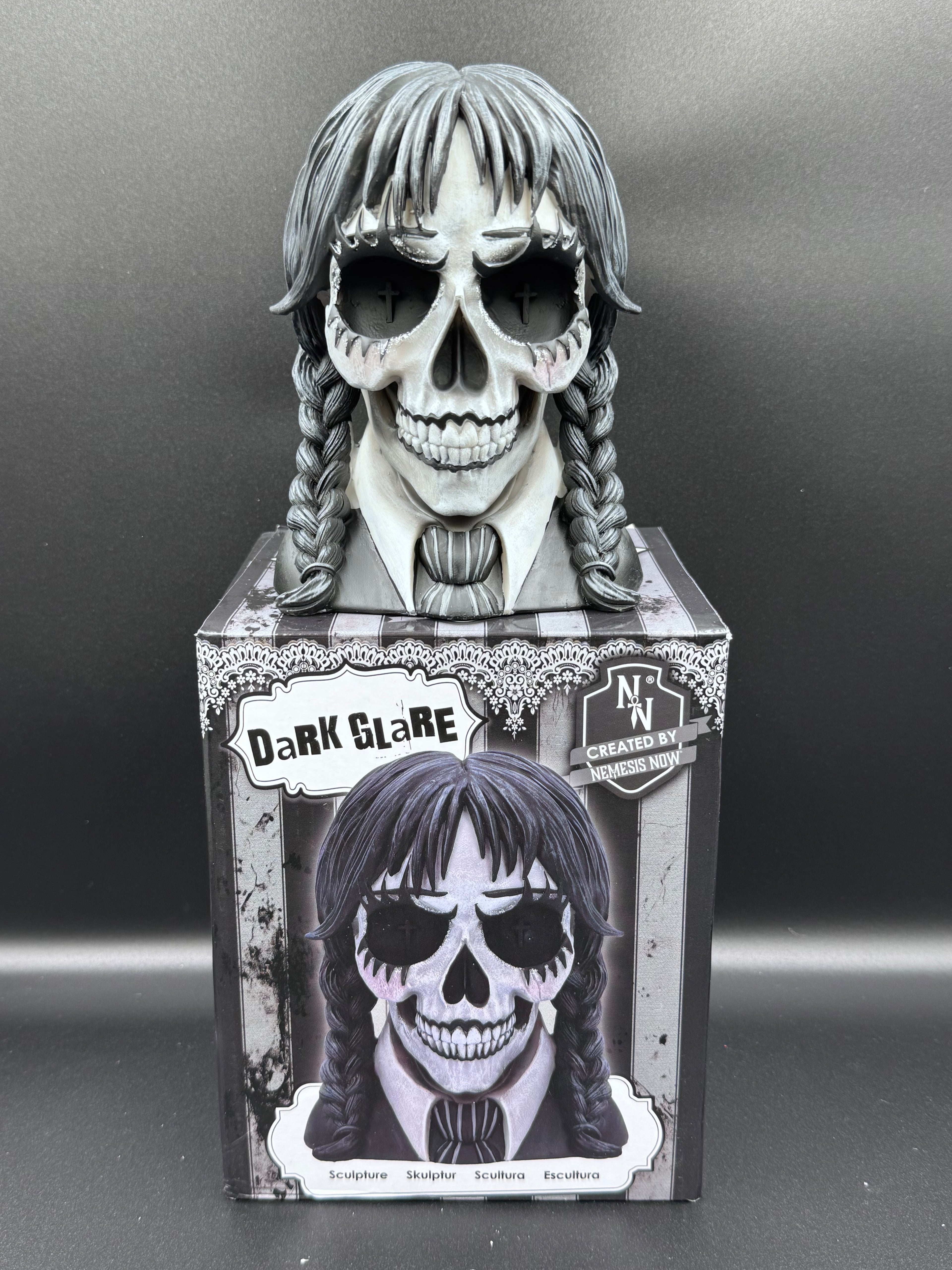 Dark Glare Gothic School Girl Skull by Nemesis Now