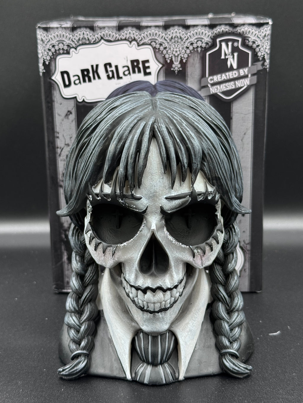 Dark Glare Gothic School Girl Skull by Nemesis Now