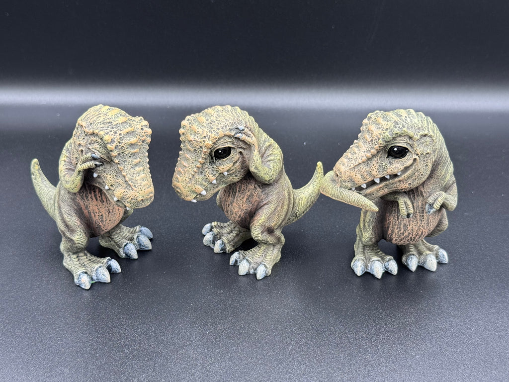 Three Wise See No, Hear No, Speak No, Tyrannosaurus Rex Dinosaur Figurines