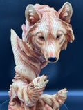 Natural Song Howling Wolves Wood Effect Bust