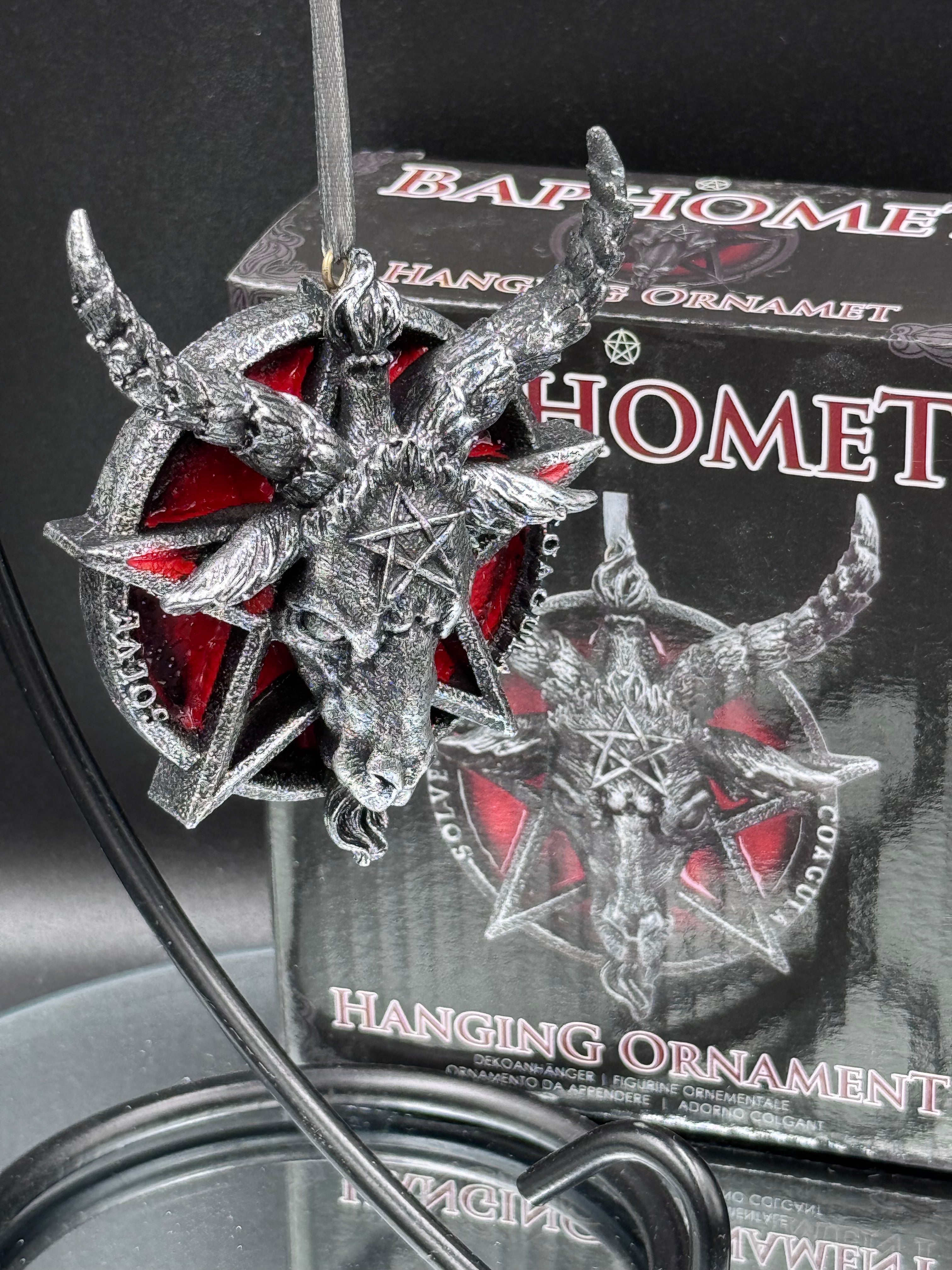 Baphomet Head Red Pentagram Hanging Decorative Ornament 9.5cm