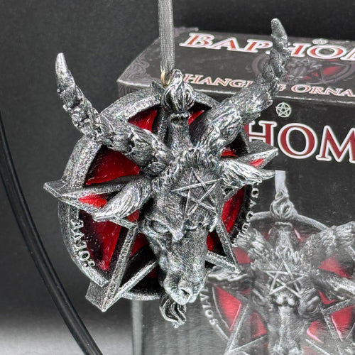 Baphomet Head Red Pentagram Hanging Decorative Ornament 9.5cm