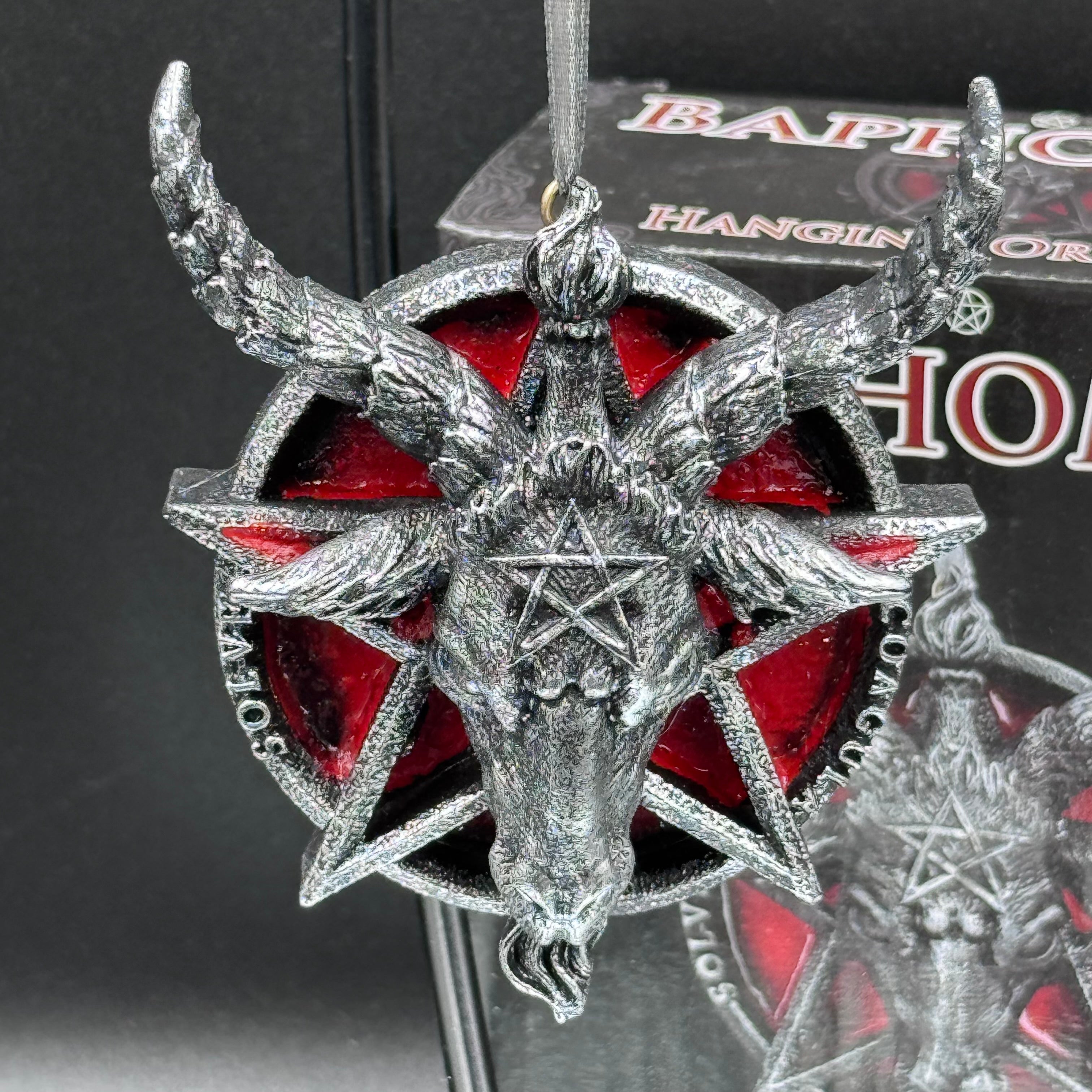 Baphomet Head Red Pentagram Hanging Decorative Ornament 9.5cm