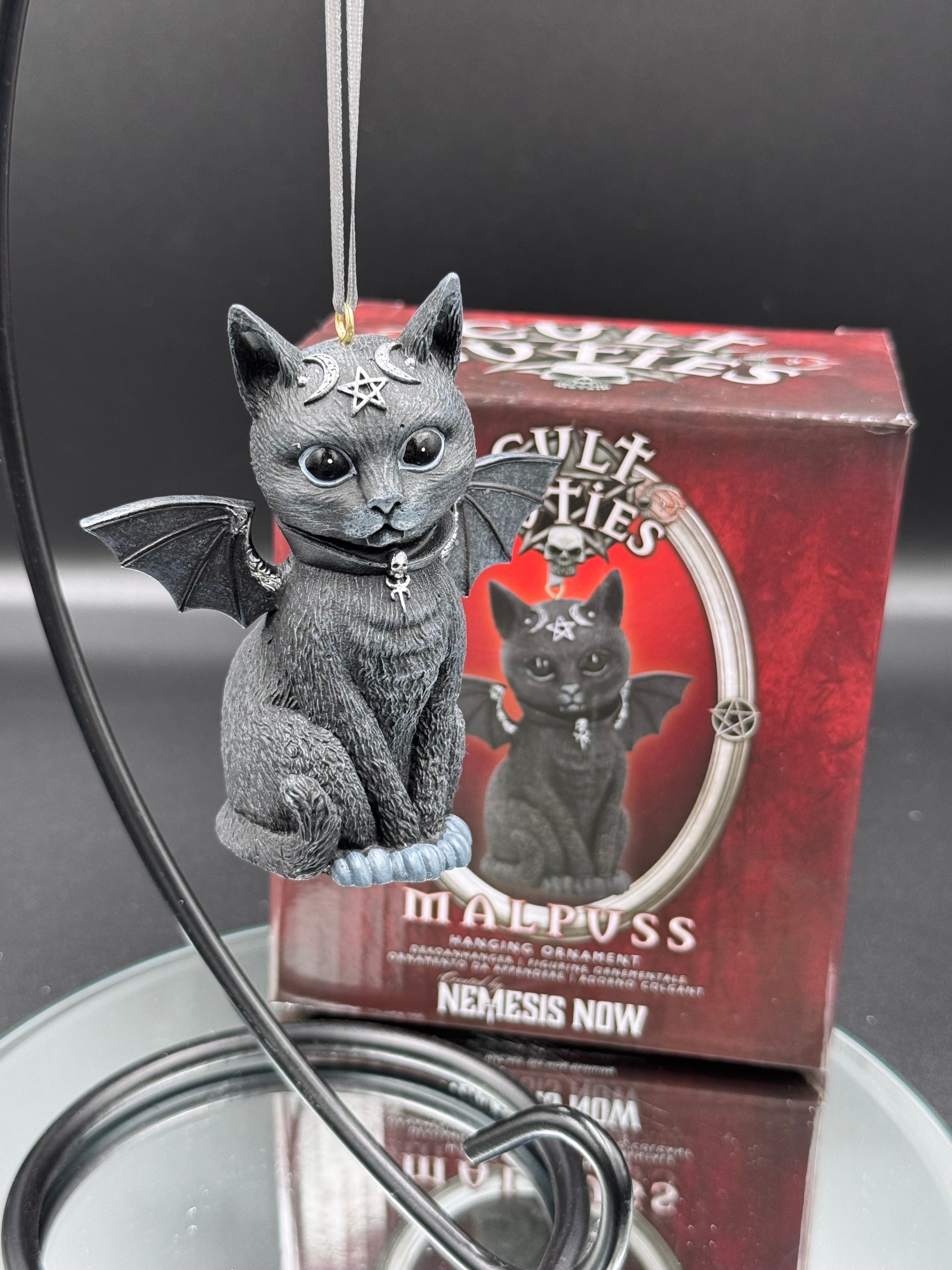 Malpuss Black Bat Cat Hanging Decorative Ornament 9.2cm