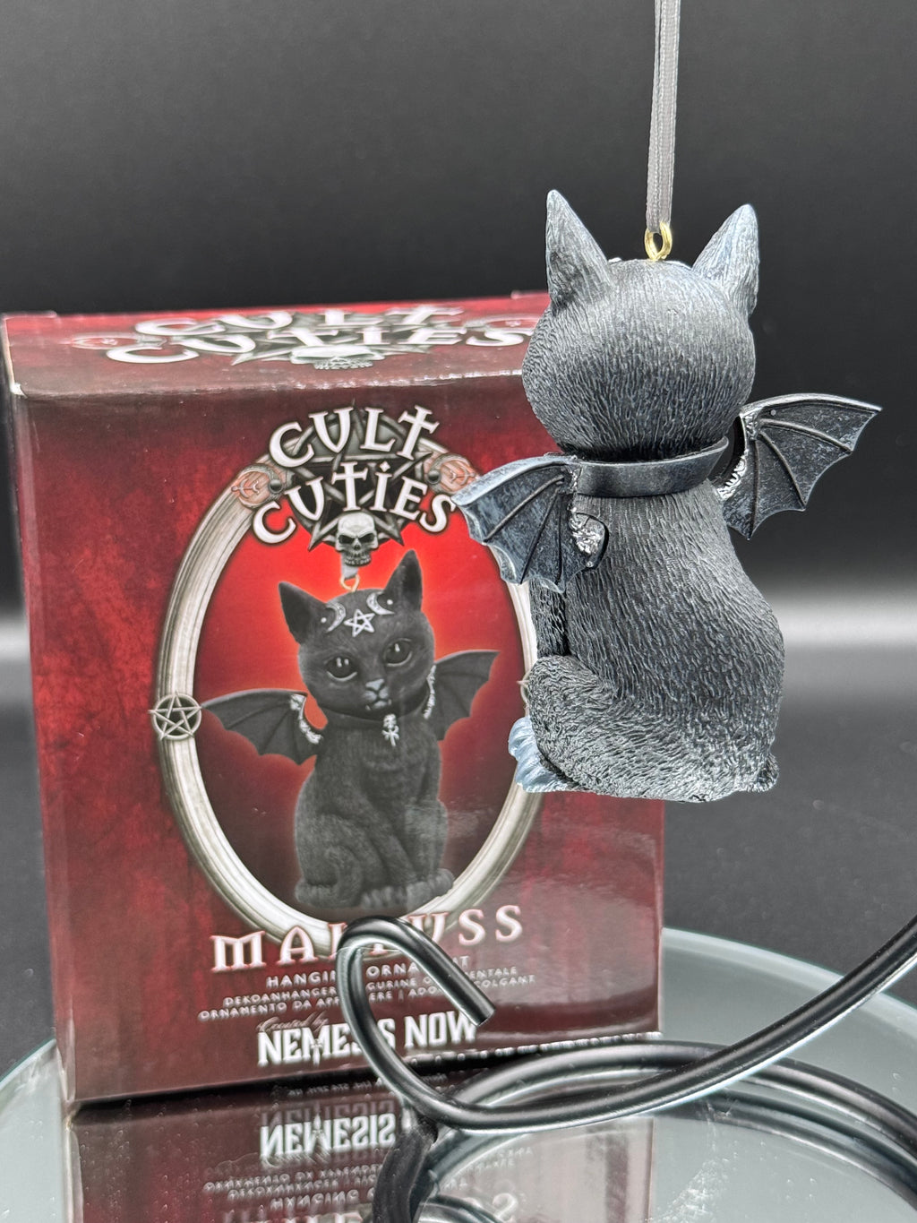 Malpuss Black Bat Cat Hanging Decorative Ornament 9.2cm