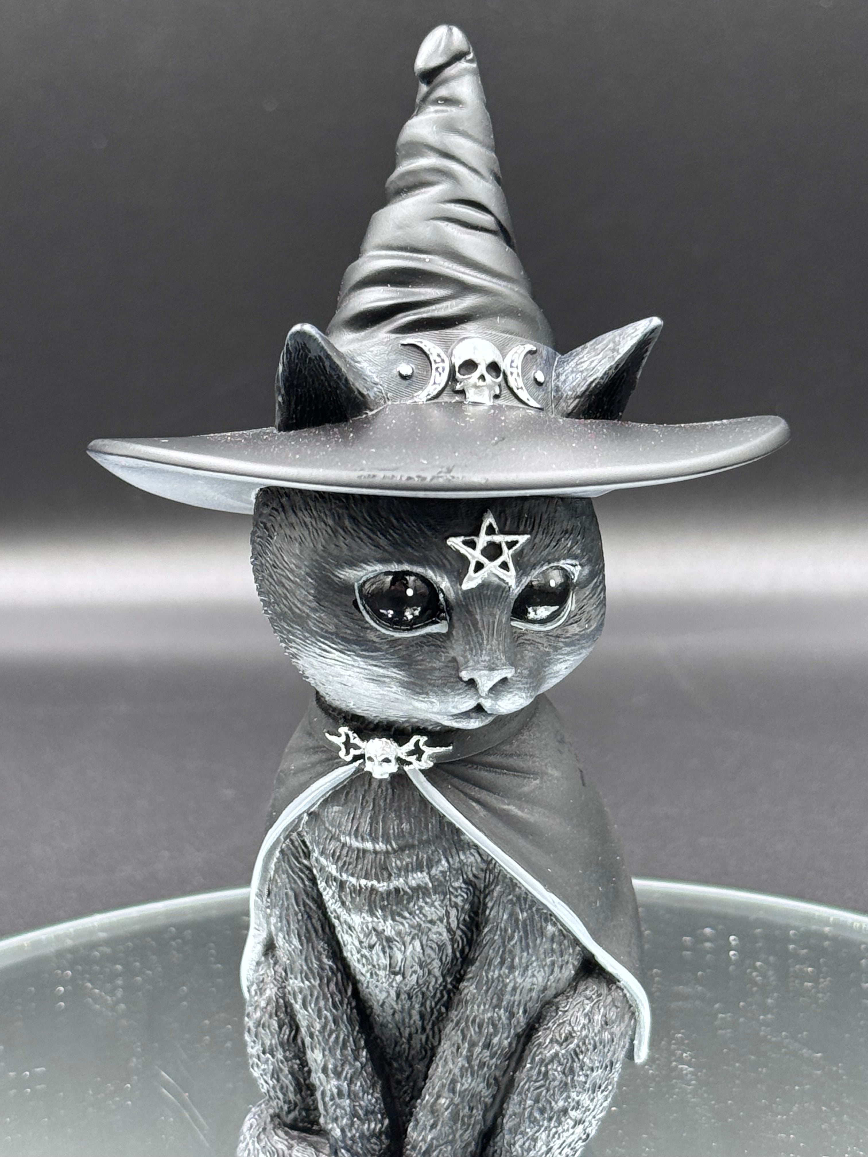 Purrah Witches Hat Occult Cat Figurine
