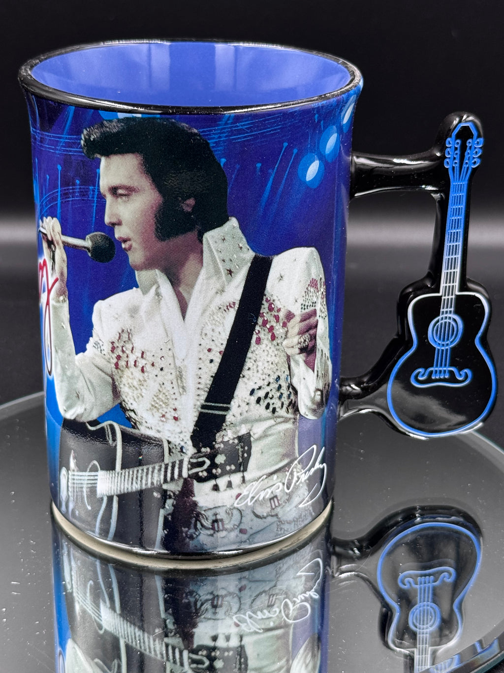 Elvis The King of Rock and Roll Blue Mug, 16oz