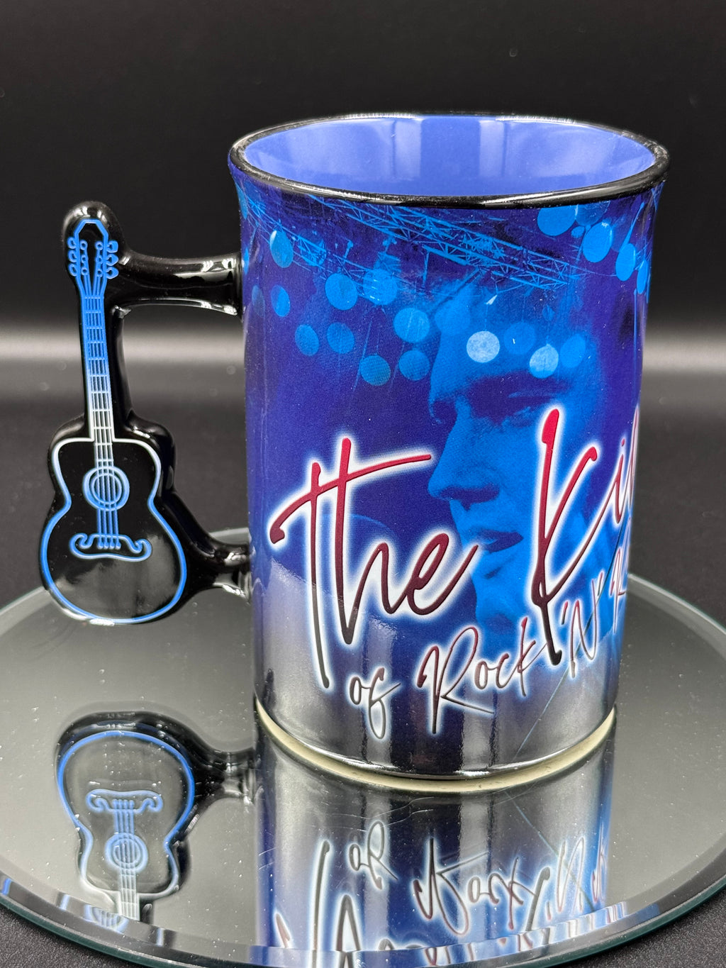 Elvis The King of Rock and Roll Blue Mug, 16oz