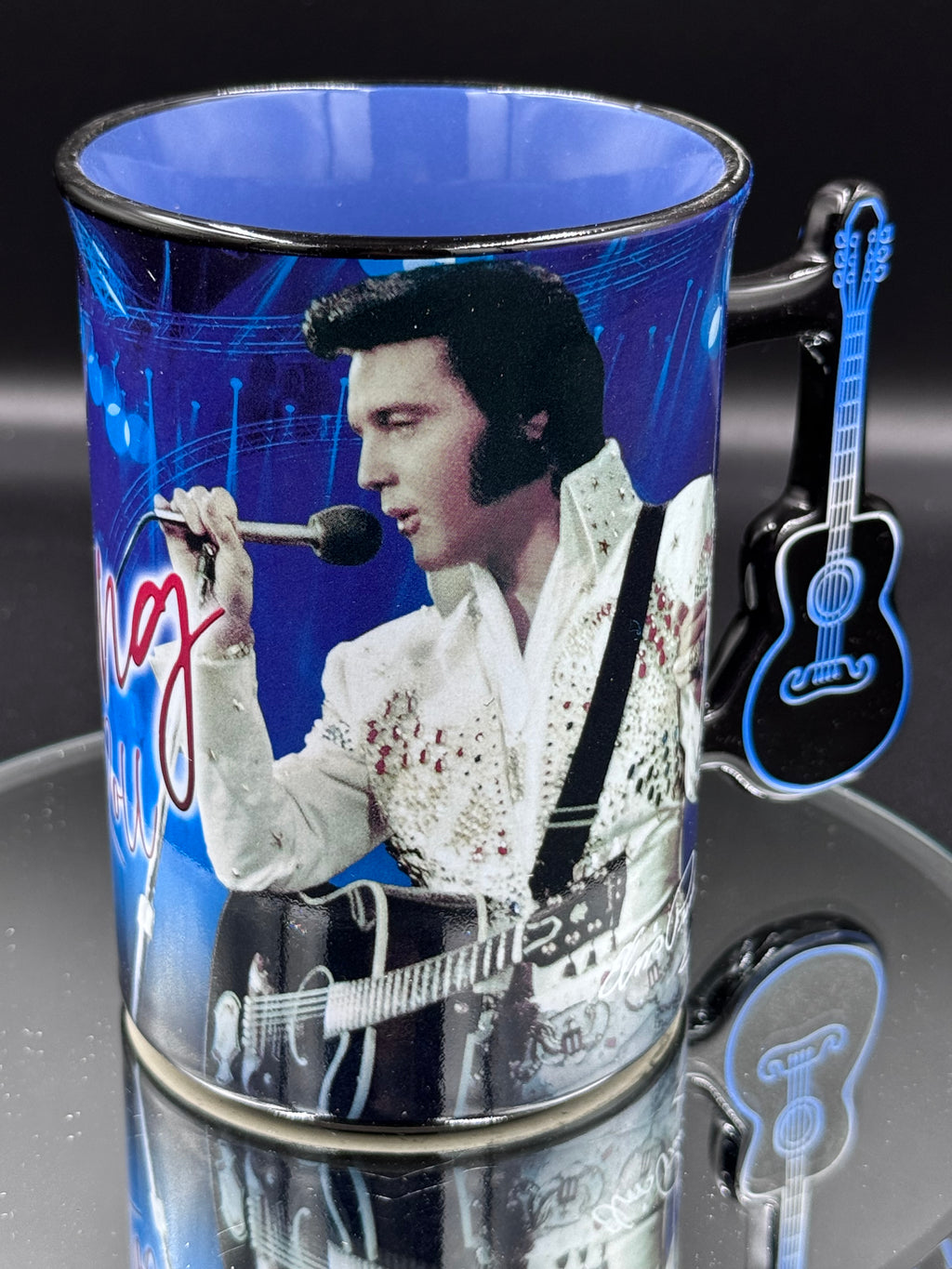 Elvis The King of Rock and Roll Blue Mug, 16oz