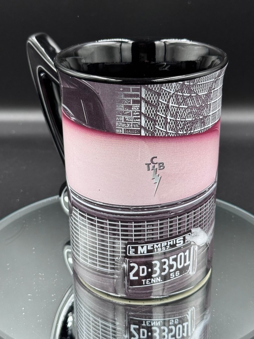 Elvis Presley with Pink Cadillac Drinking Mug, Black