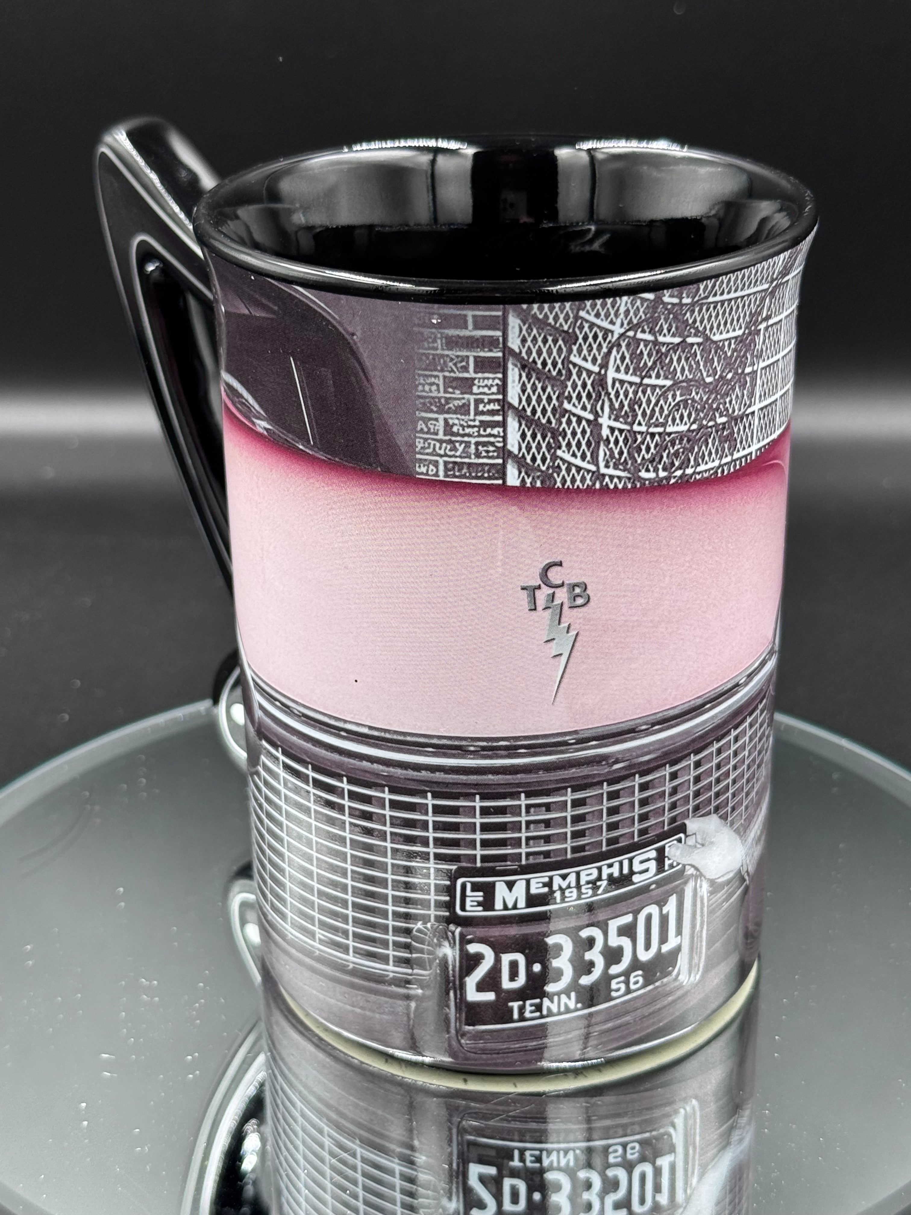 Elvis Presley with Pink Cadillac Drinking Mug, Black