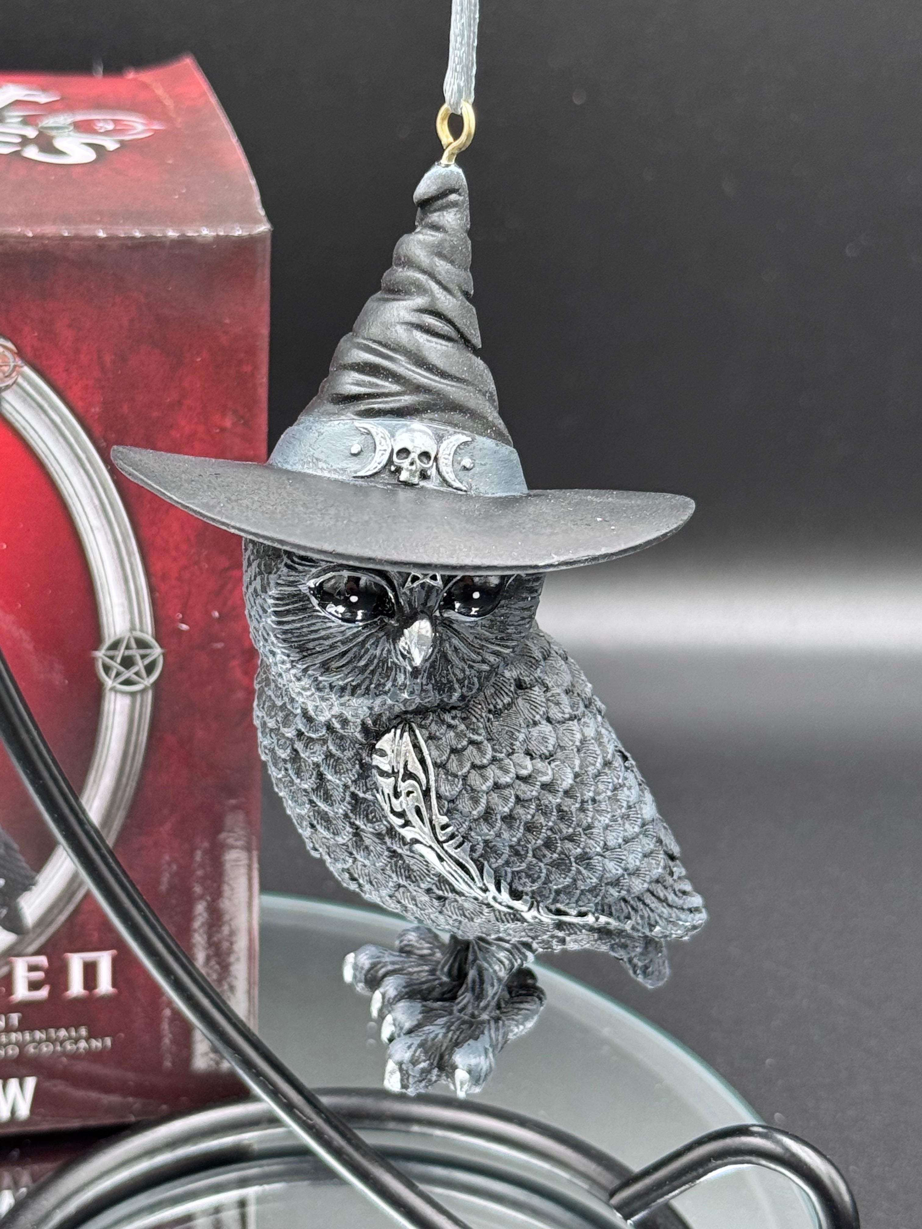 Owlocen Black Witch Owl Hanging Decorative Ornament 12cm