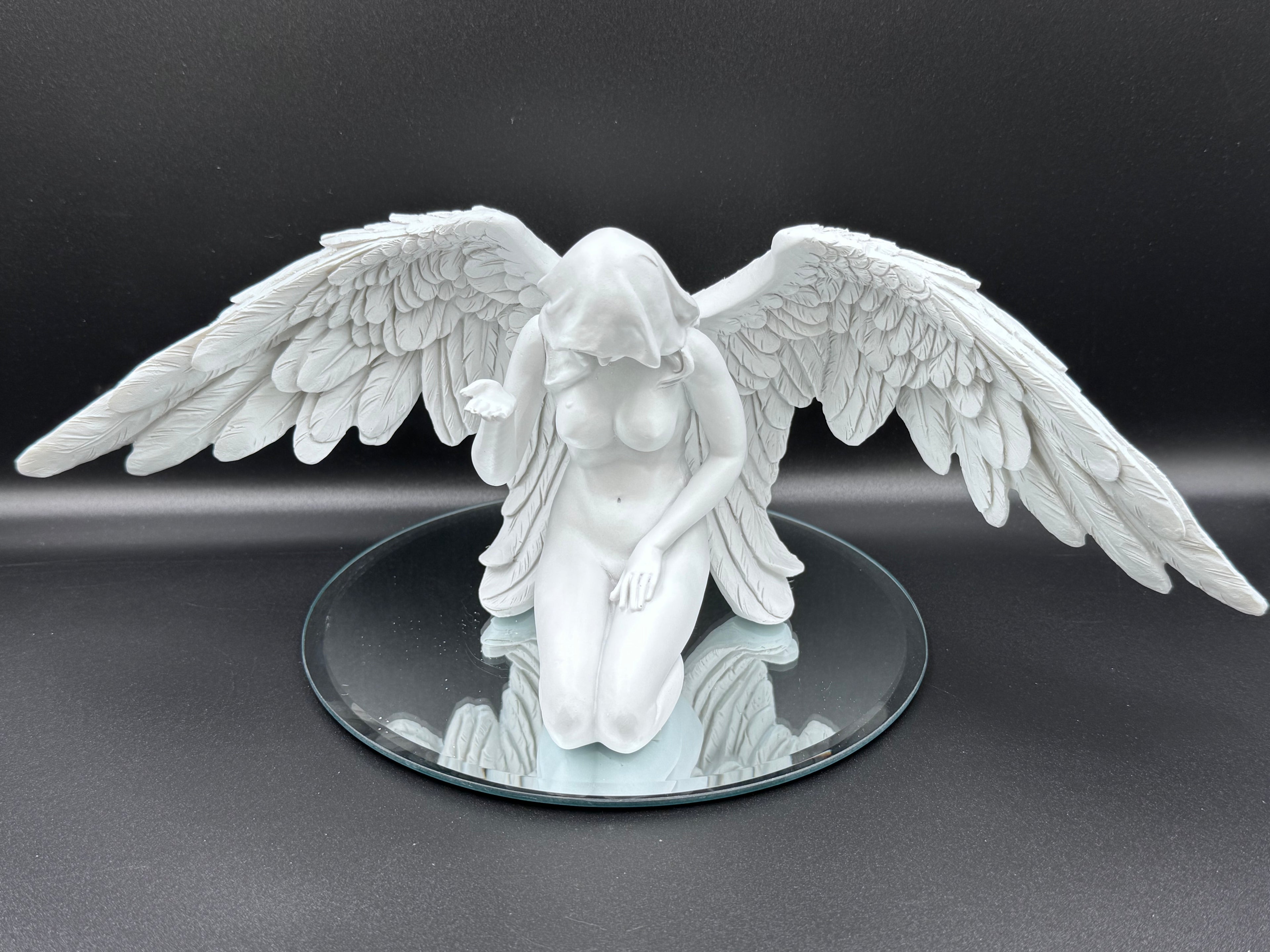 White Angels Offering Kneeling Caped Angel Figurine
