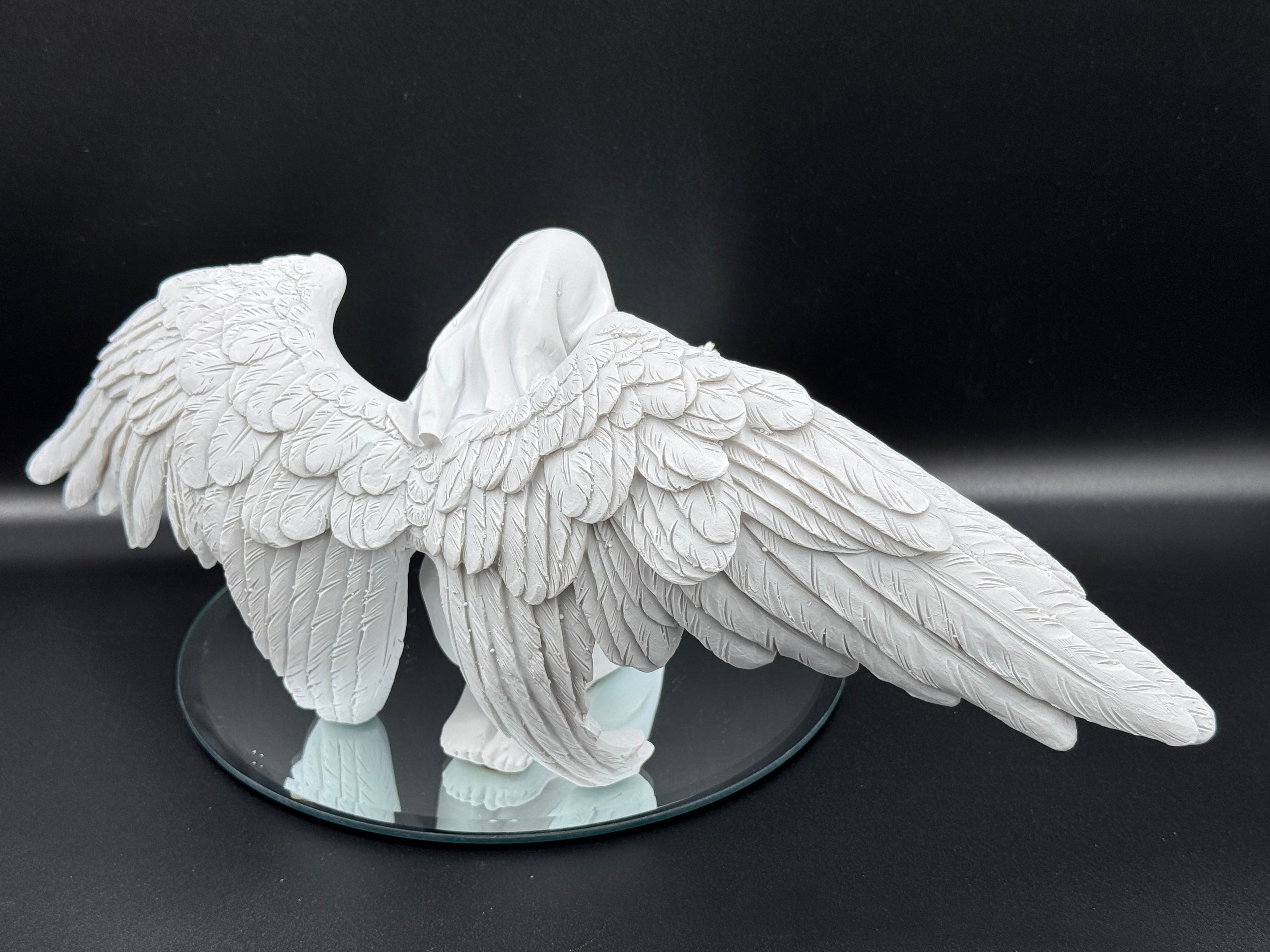 White Angels Offering Kneeling Caped Angel Figurine