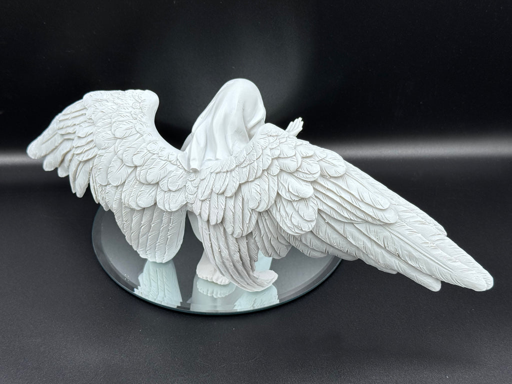 White Angels Offering Kneeling Caped Angel Figurine
